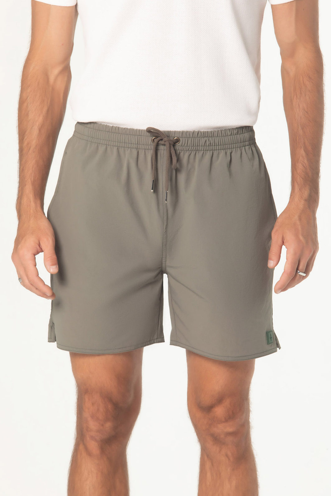 Short Banho Dlz Poliamida Elastano Cós Elástico com Amarração Liso Aplicação Logo Bolso Embutido Ver