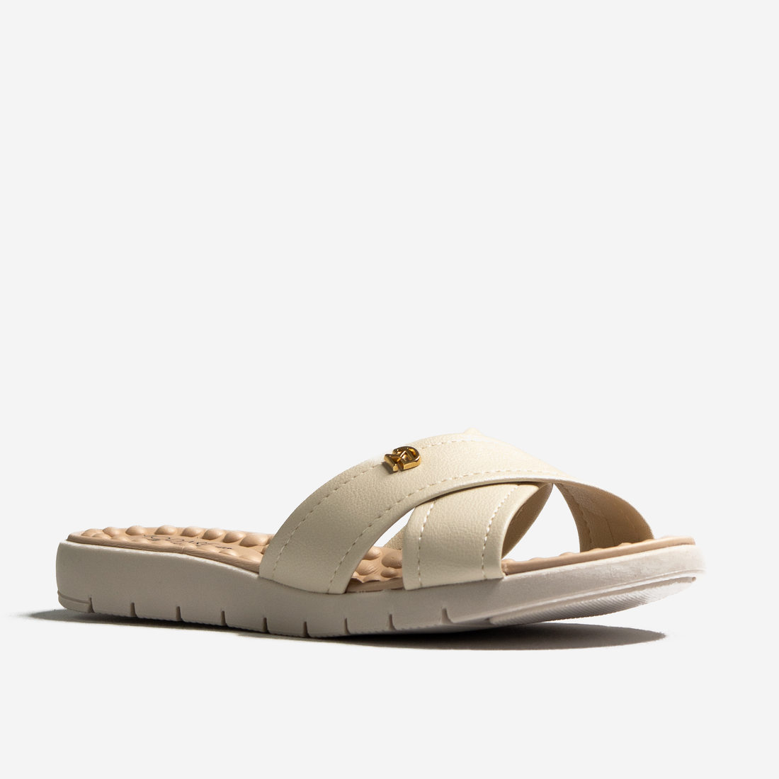 Rasteira Modare Ultra Conforto Palmilha Massageadora Cabedal X Detalhe Metal Off White Rasteira Modare Ultra Conforto Palmilha Massageadora Cabedal X Detalhe Metal Off White