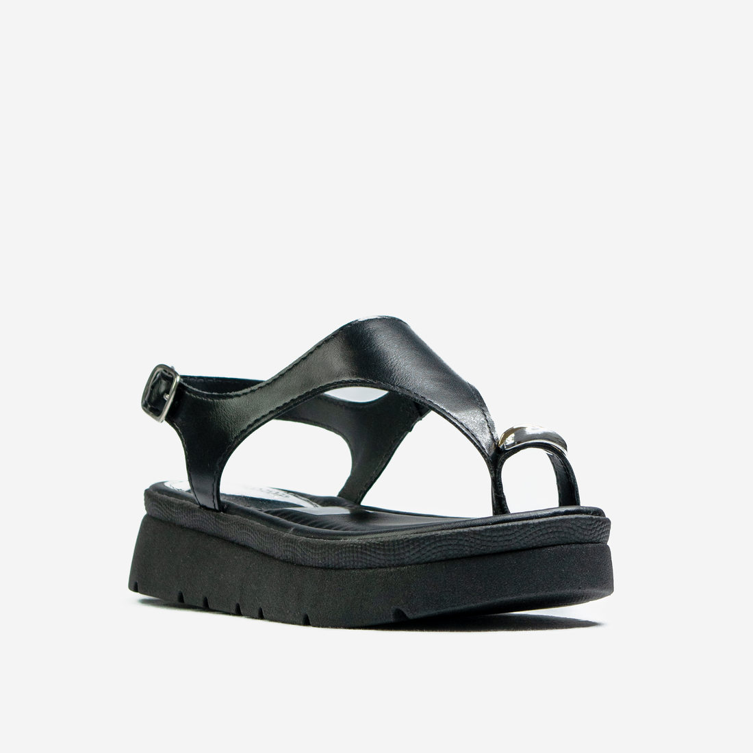 Sandália Papete Mississipi Dedo Detalhe Metal Fechamento Fivela Solado Tratorado Preto Sandália Papete Mississipi Dedo Detalhe Metal Fechamento Fivela Solado Tratorado Preto