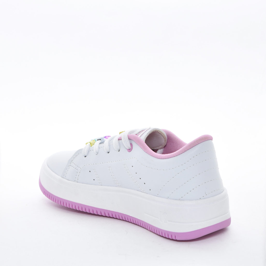 Tênis Kidy Tecnologia Respi-Tec Detalhe Costura Cadarço Missangas Emoji Solado Tratorado Branco