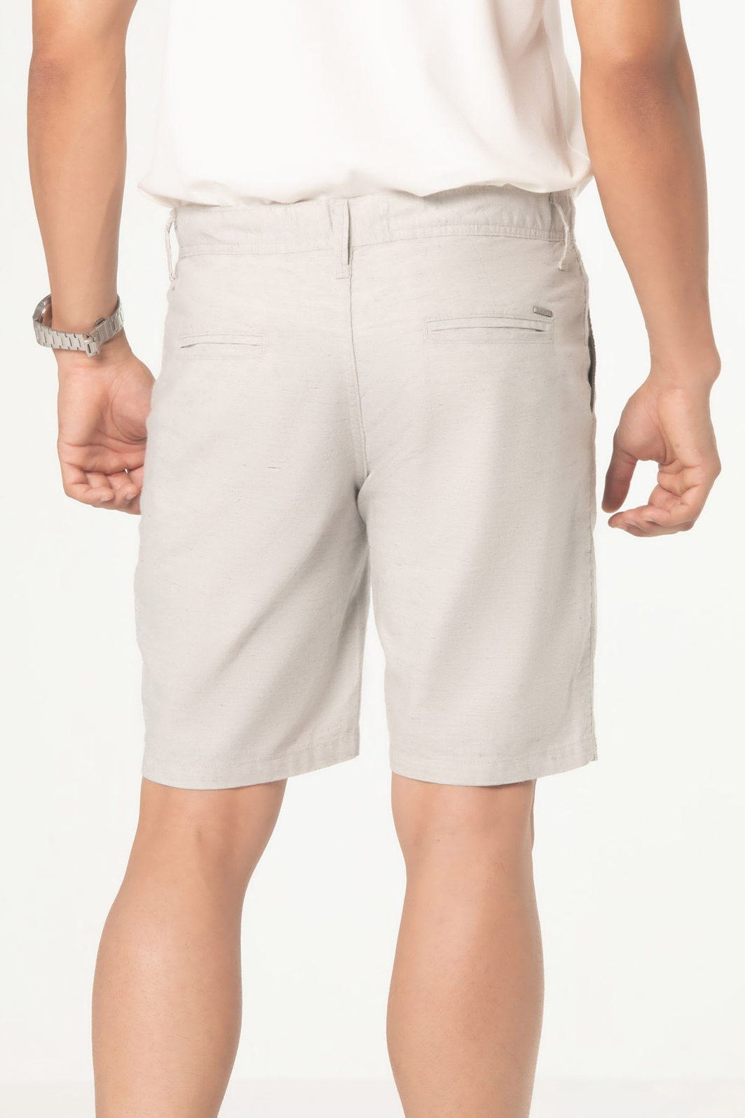 Bermuda Dlz Chino Algodão Aplicação Bordado Logo Bolso Faca Cinza