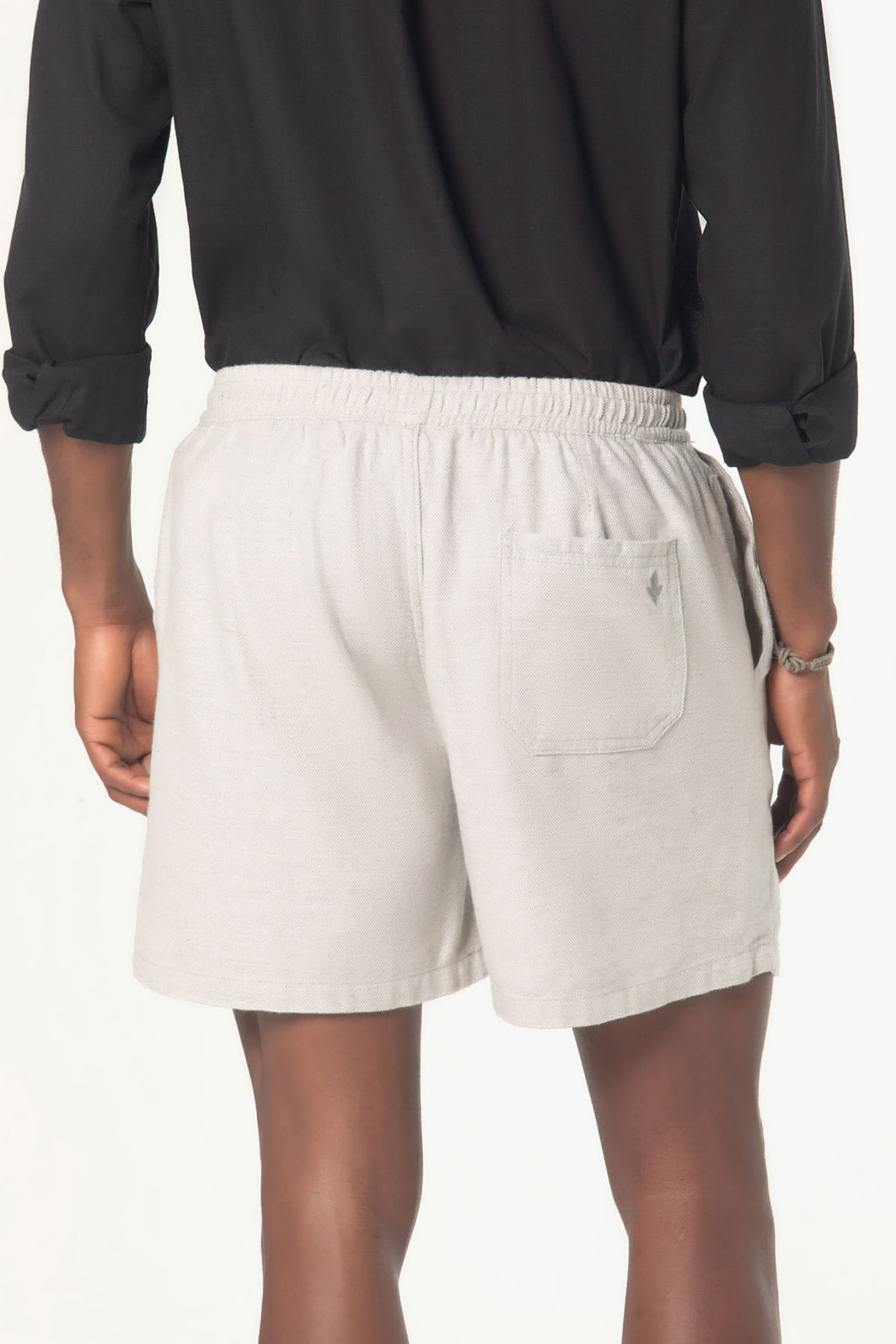 Short Dlz Algodão Cós Elástico com Amarração Bolso Faca Cinza