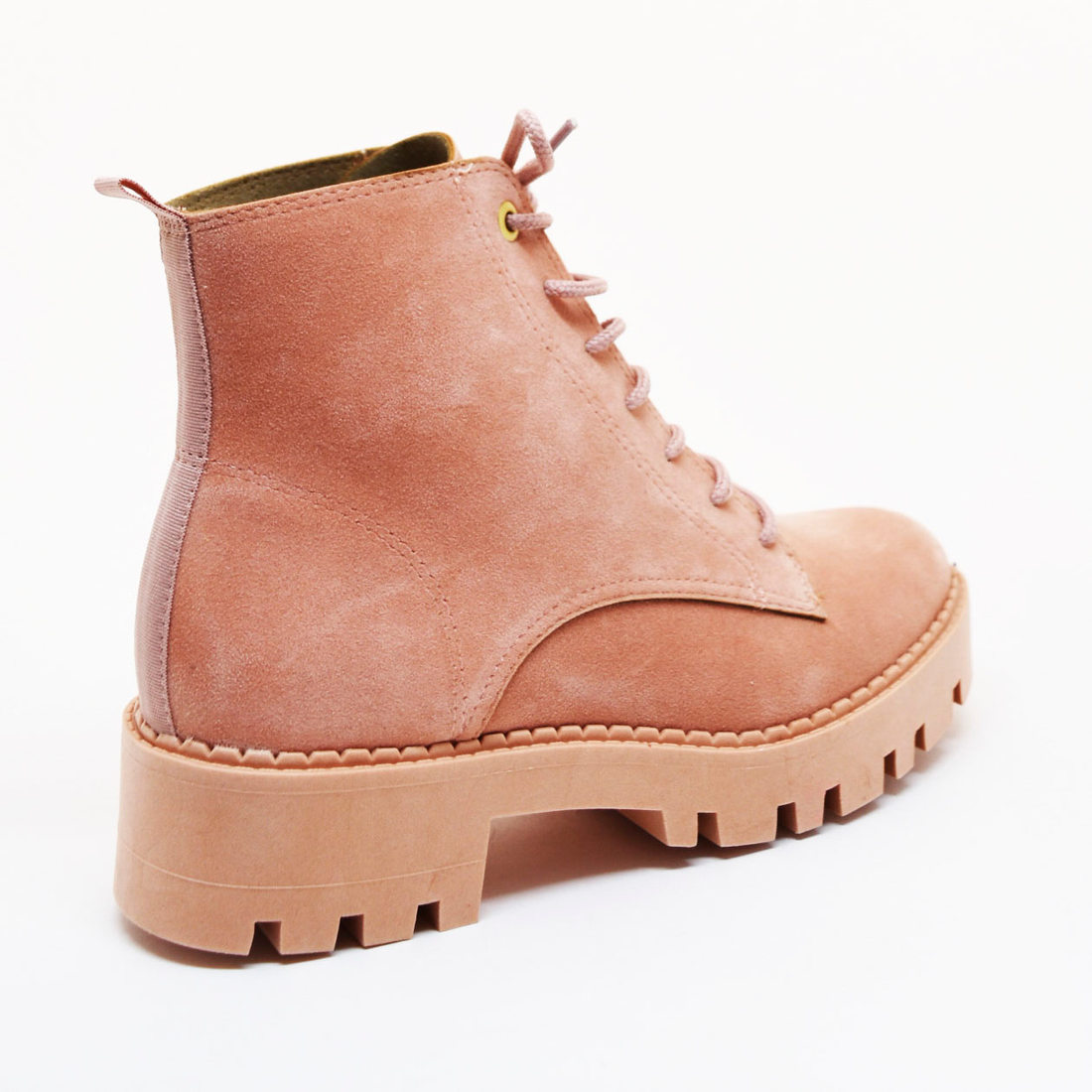 Bota Coturno Moleca Camurça Solado Tratorado Colorida Rosê