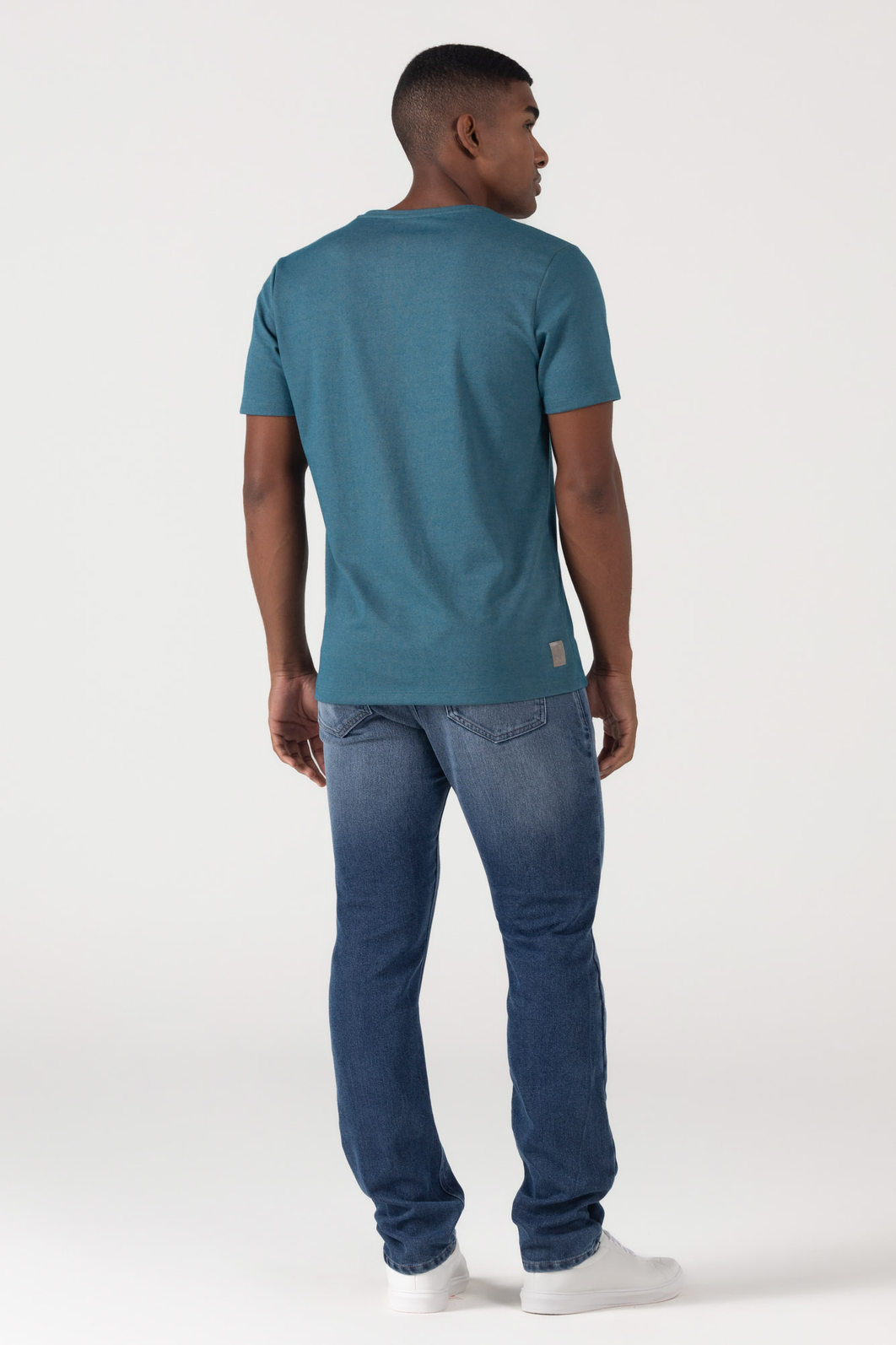 Camiseta Dlz Regular Algodão Poliéster Manga Curta Estampa Escrita Emborrachado Azul