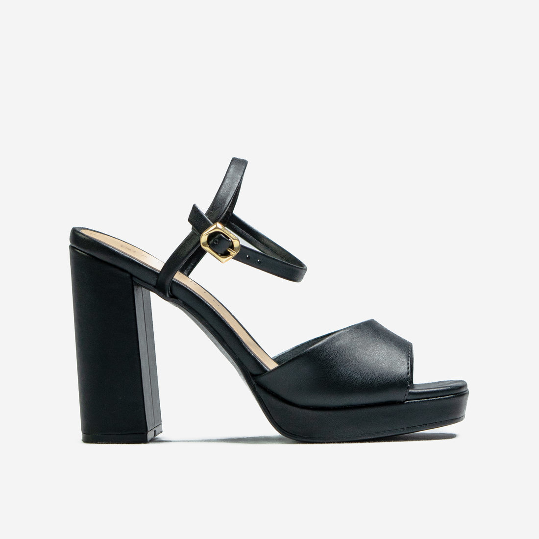 Sandália Ramarim Bico Quadrado Fechamento Fivela Salto Alto Grosso Preto Sandália Ramarim Bico Quadrado Fechamento Fivela Salto Alto Grosso Preto