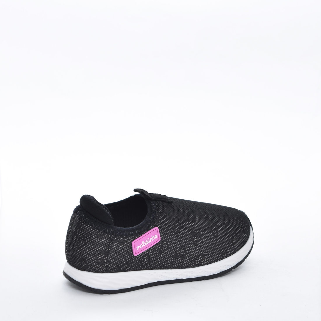 Tênis Slip-On Molekinha Lycra Tecnologia Fresh Tech Coração Aplicação Logo Solado Trabalhado Preto