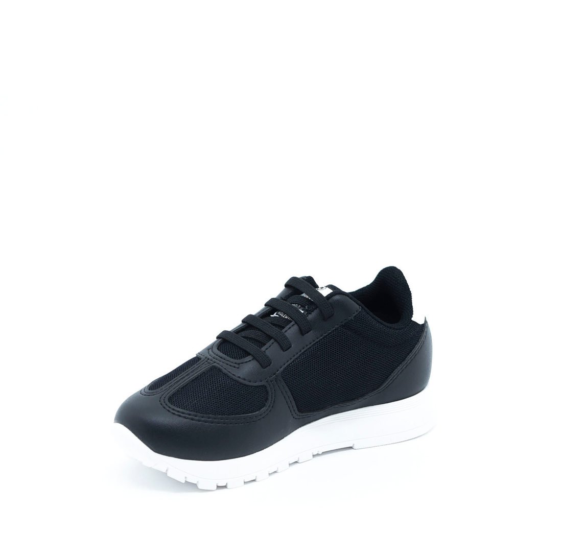 Tênis Jogger Molekinho Detalhe Listra Lateral Cadarço Elástico Preto e Branco