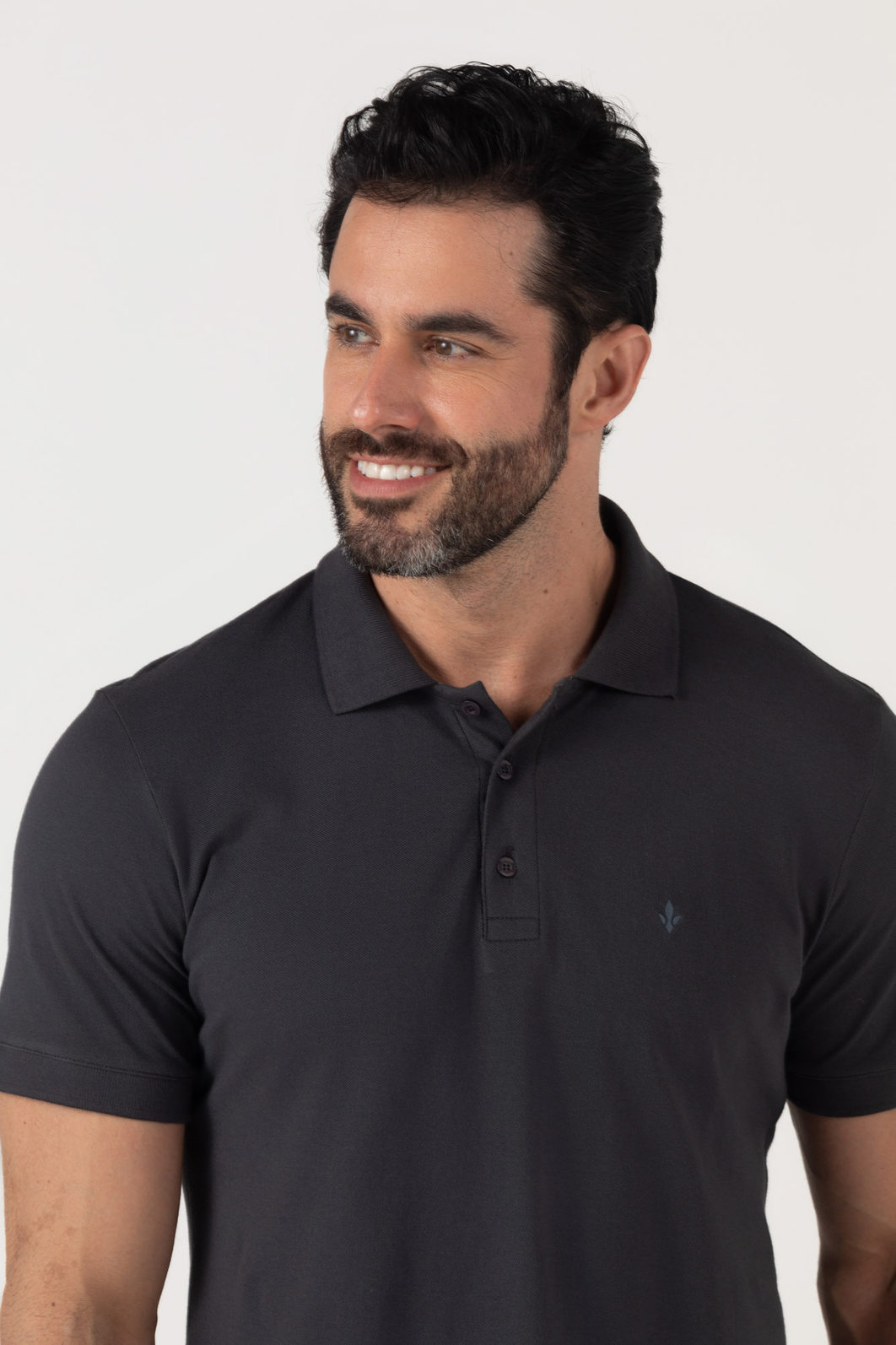 Camisa Polo Dlz Algodão Gola Colarinho Manga Curta Lisa Aplicação Logo Bordado Preto