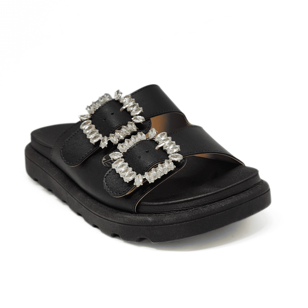 Chinelo Birken Vizzano Cabedal Tiras Larga Fechamento Fivelas Aplicação Strass Solado Tratorado Pret Chinelo Birken Vizzano Cabedal Tiras Larga Fechamento Fivelas Aplicação Strass Solado Tratorado Pret