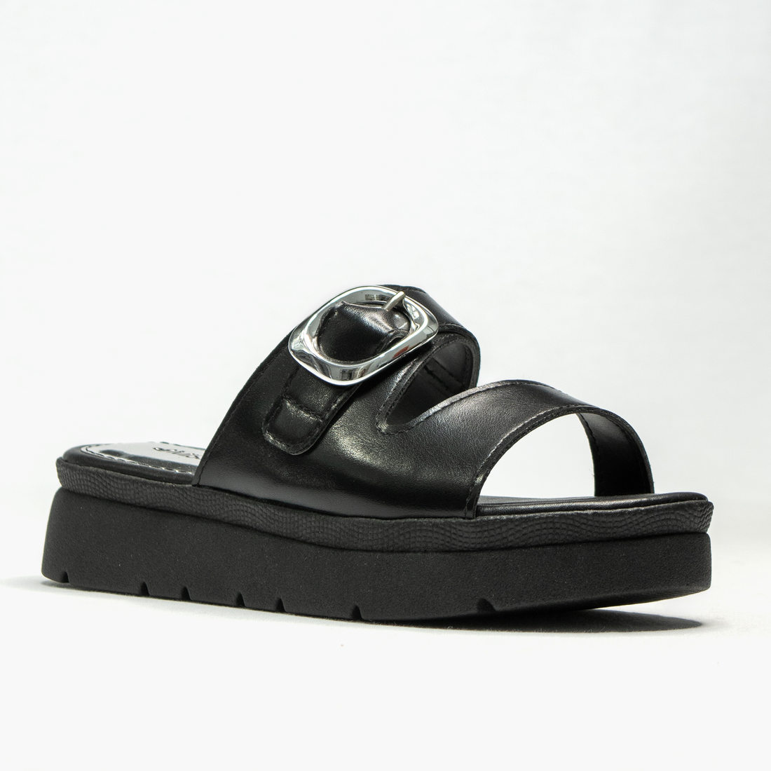 Rasteira Flatform Mississipi Tira Detalhe Fivela Solado Tratorado Preto Rasteira Flatform Mississipi Tira Detalhe Fivela Solado Tratorado Preto