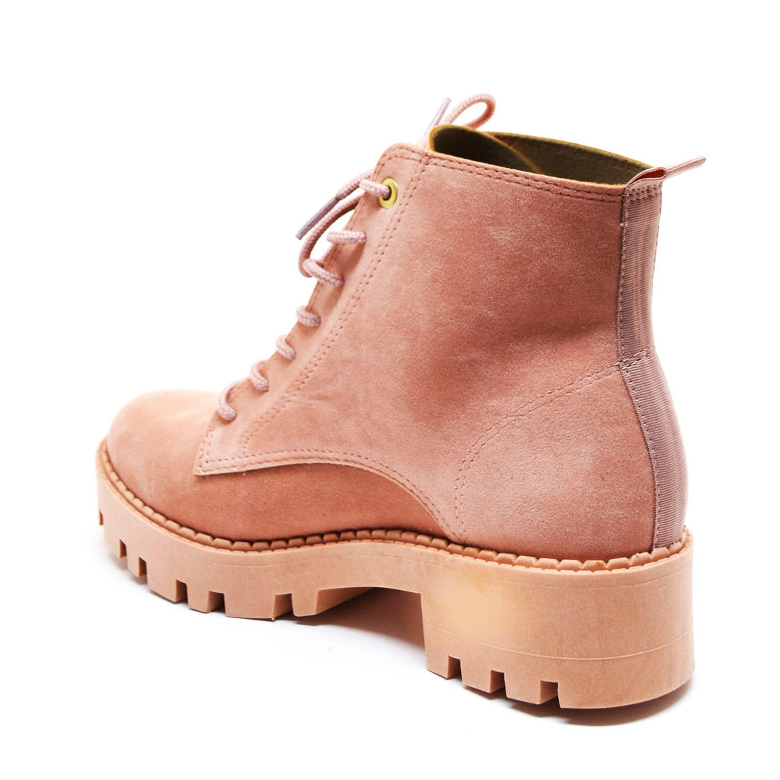 Bota Coturno Moleca Camurça Solado Tratorado Colorida Rosê