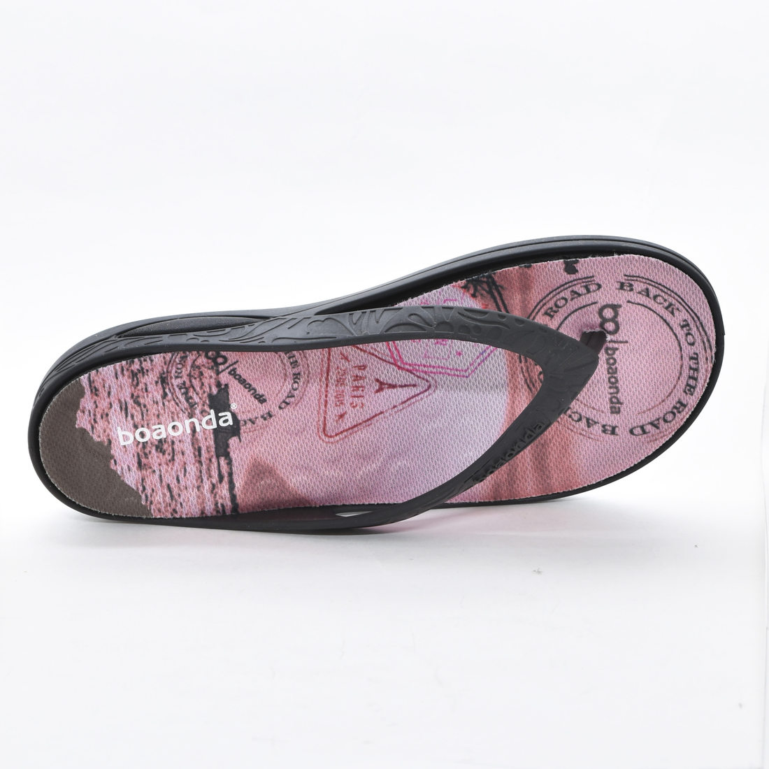 Chinelo Boaonda Lily Tira Trabalhada Tecnologia Comfortech Palmilha Maxisense Estampa Surf Preto e R