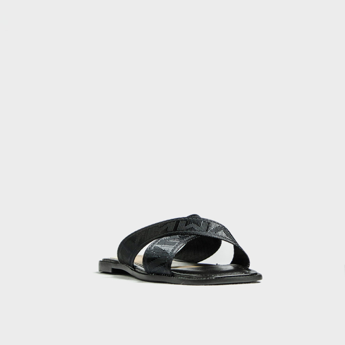 Rasteira Via Marte Cabedal X Detalhe Gorgurão Escrita Preto