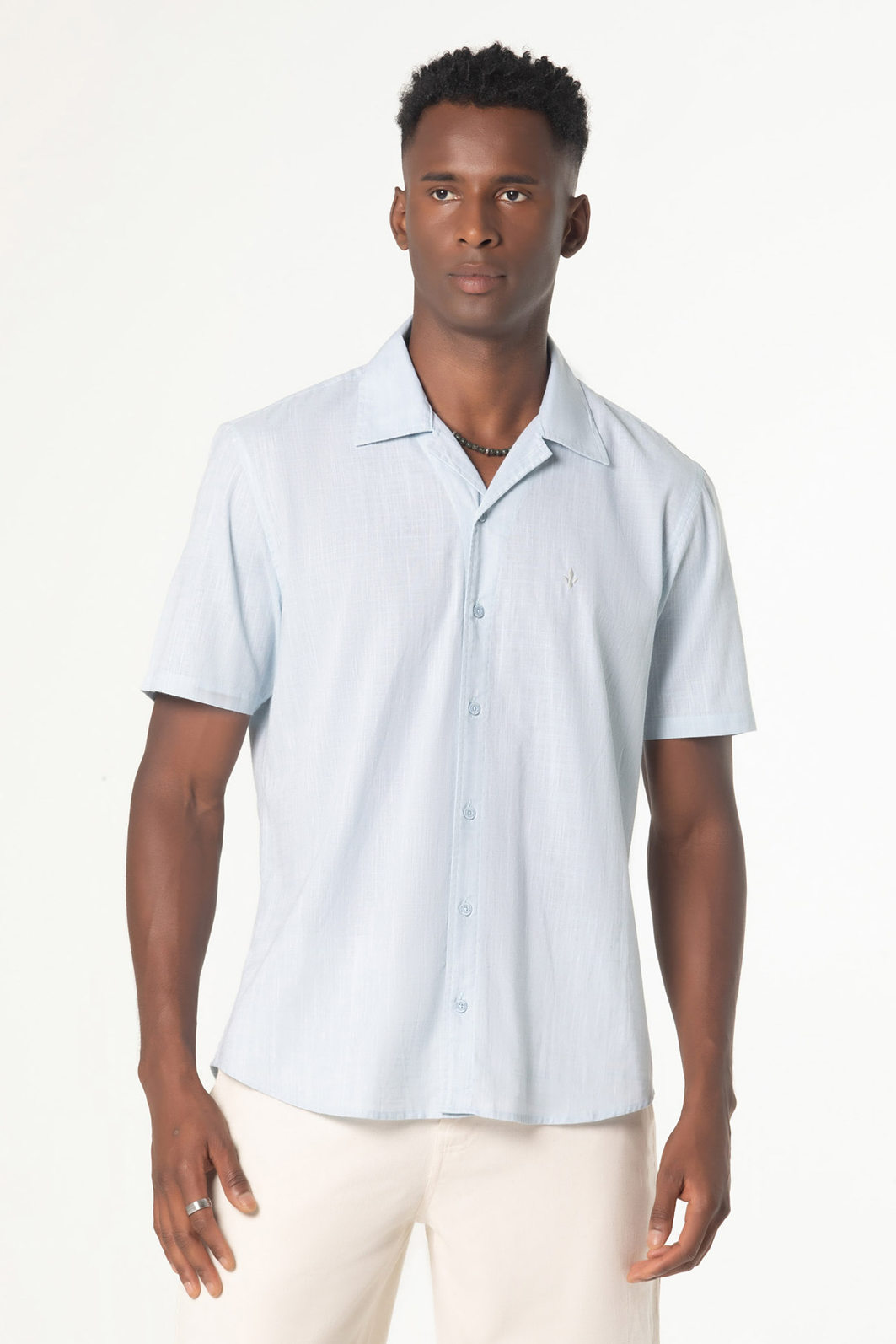 Camisa Dlz Comfort Algodão Gola Colarinho Manga Curta Lisa Aplicação Bordado Logo Fechamento Botões