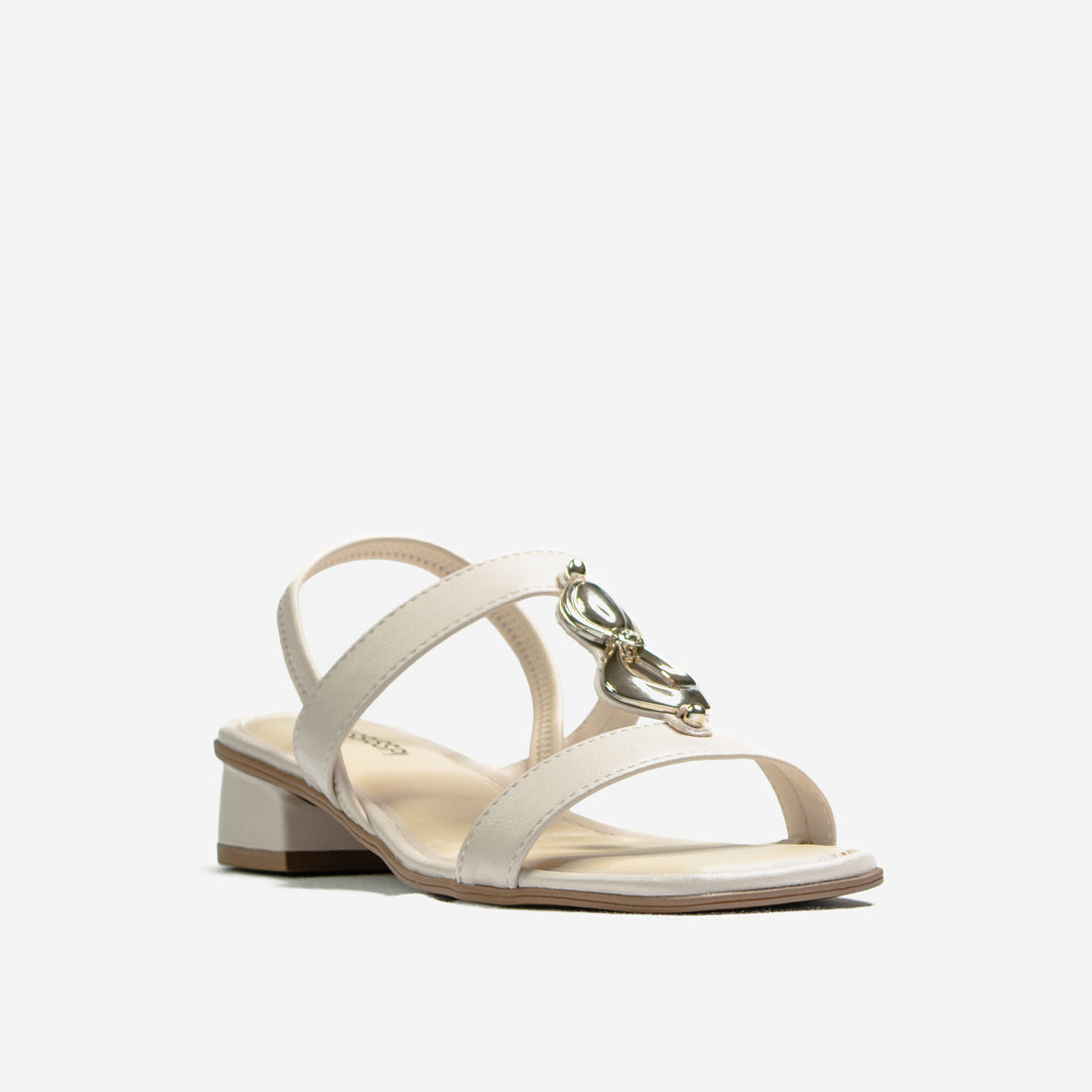 Sandália Mississipi Tira Aplicação Metal Geométrica Posterior Elástico Salto Rasteira Off White Sandália Mississipi Tira Aplicação Metal Geométrica Posterior Elástico Salto Rasteira Off White