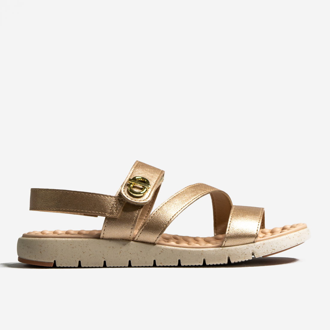 Sandália Modare Ultra Conforto Palmilha Massageadora Tiras Metalizadas Aplicação Logo Dourado Sandália Modare Ultra Conforto Palmilha Massageadora Tiras Metalizadas Aplicação Logo Dourado