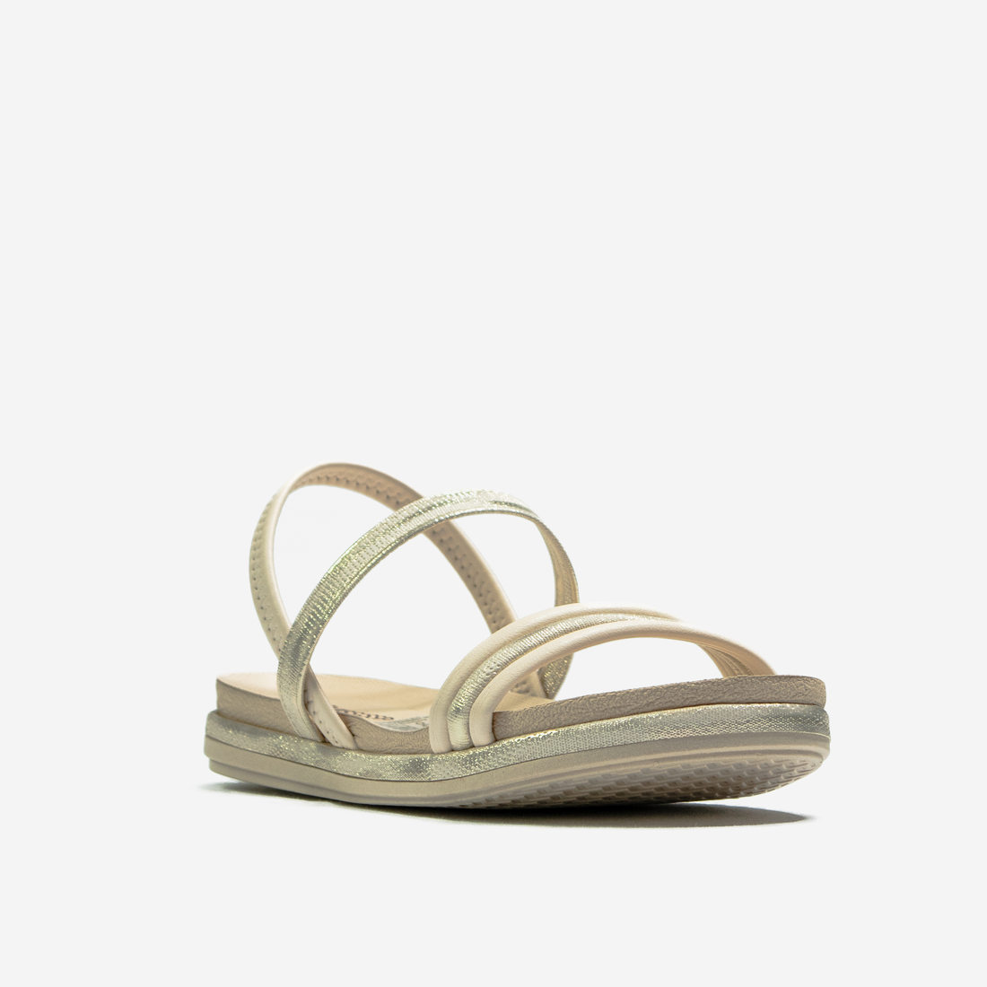 Sandália Papete Mississipi Tira Lateral Brilho Posterior Elástico Bege Sandália Papete Mississipi Tira Lateral Brilho Posterior Elástico Bege