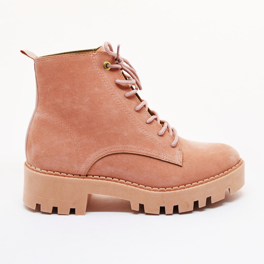 Bota Coturno Moleca Camurça Solado Tratorado Colorida Rosê