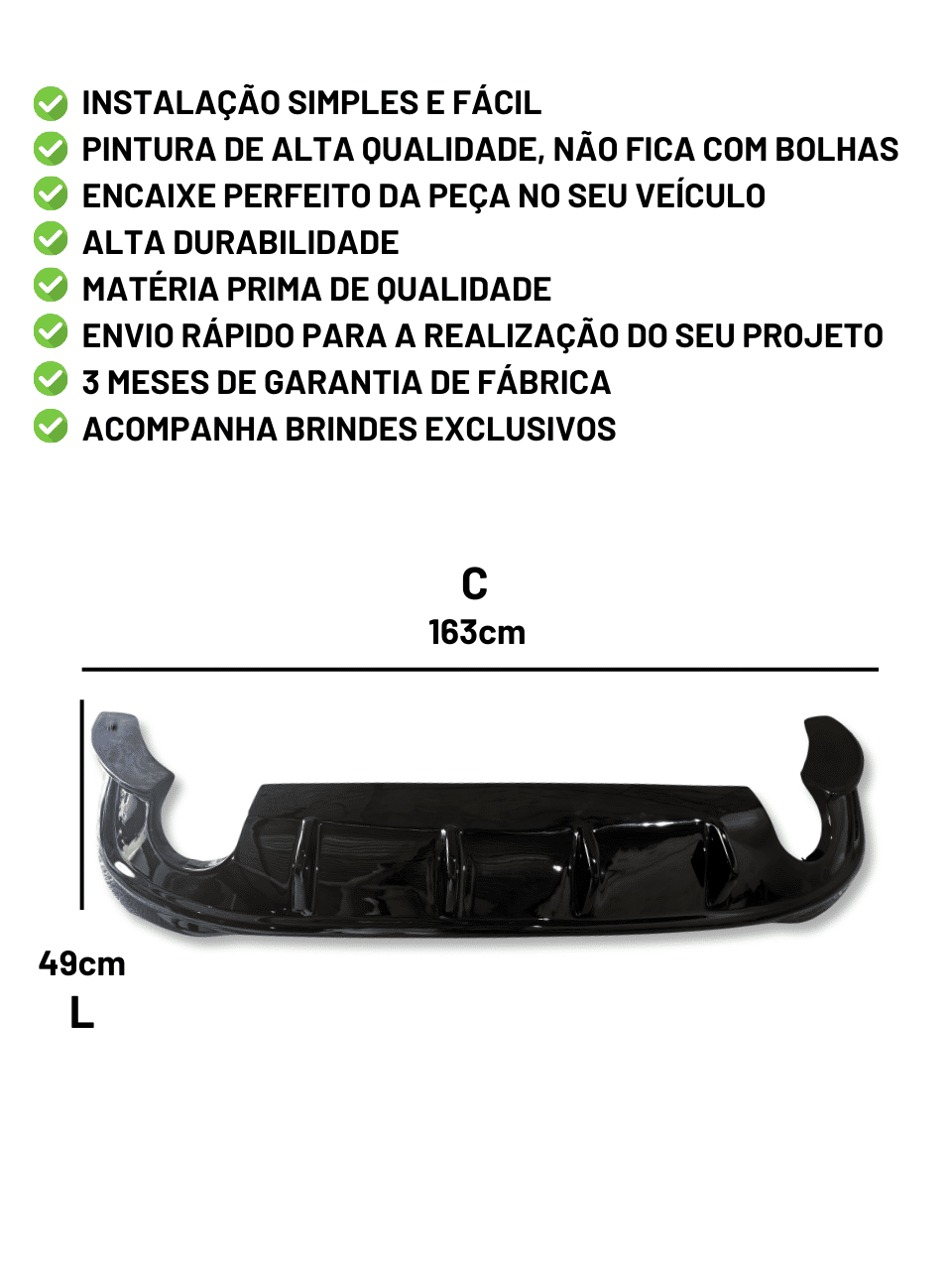 Spoiler Difusor Traseiro Jetta 2022 a 2026 GLI