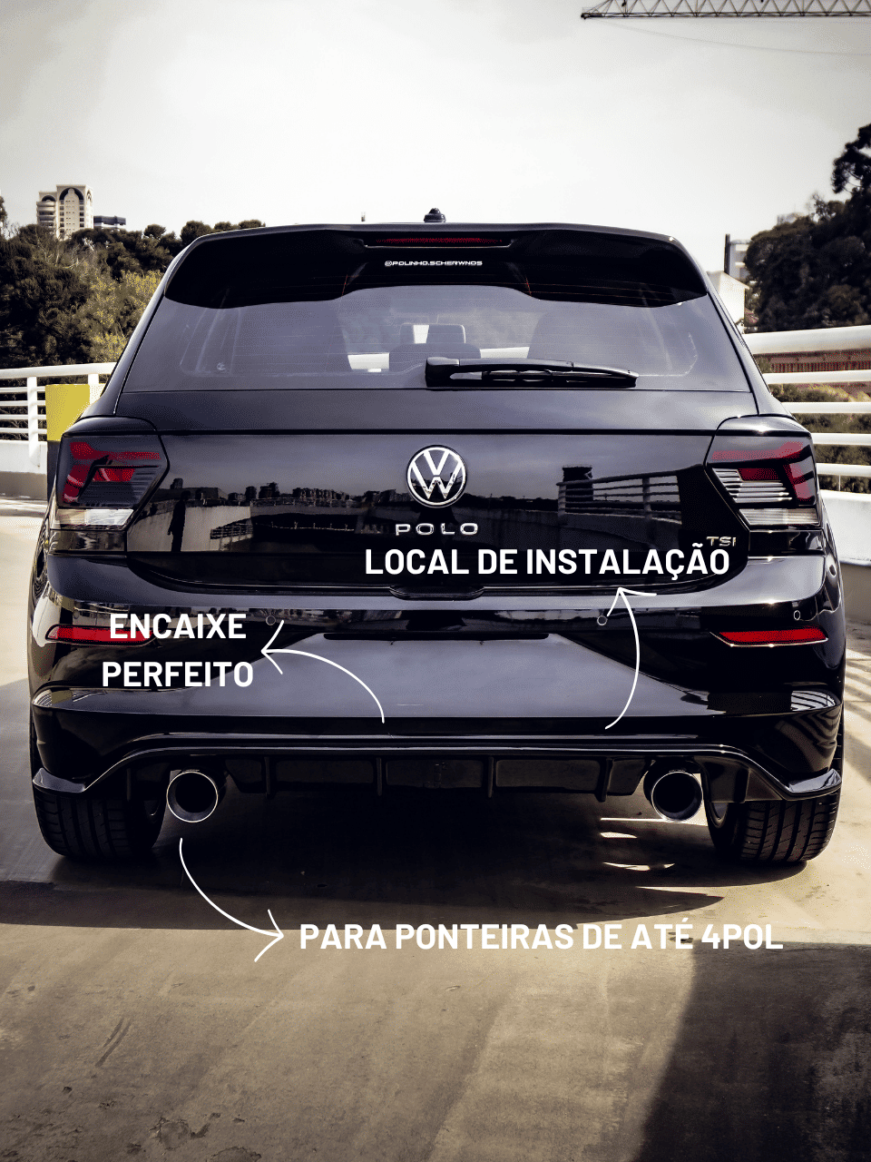 Spoiler Difusor Traseiro Volkswagen Polo 2018 a 2026 Spoiler Difusor Traseiro Volkswagen Polo 2018 a 2026