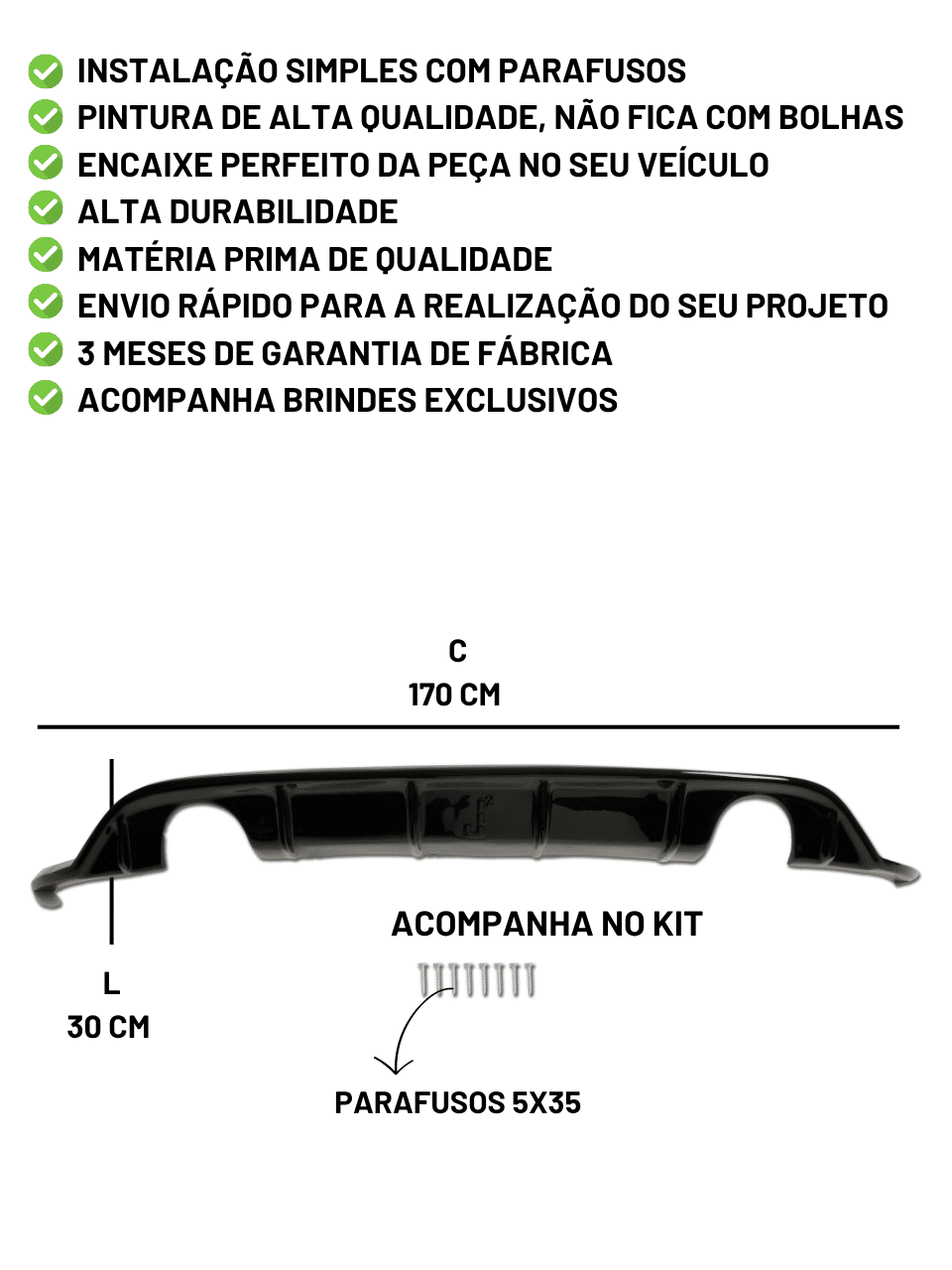 Spoiler Difusor Traseiro Volkswagen Polo 2018 a 2026 Spoiler Difusor Traseiro Volkswagen Polo 2018 a 2026