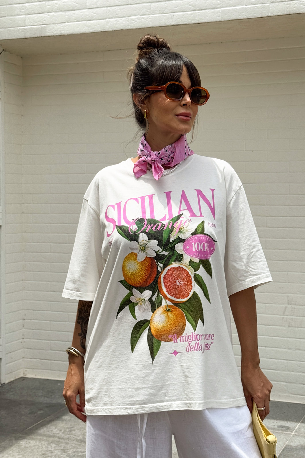 T-SHIRT OVERSIZED SICILIAN ORANGE OFF WHITE