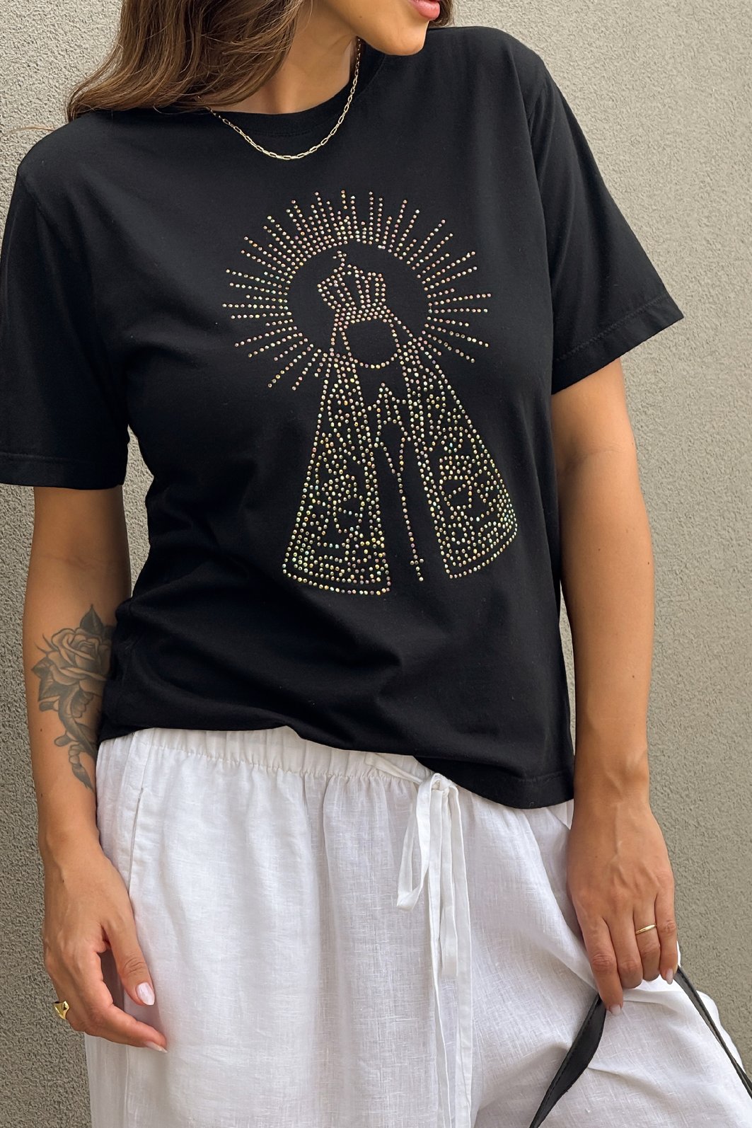 T-SHIRT ESTONADA NOSSA SENHORA APARECIDA PRETA