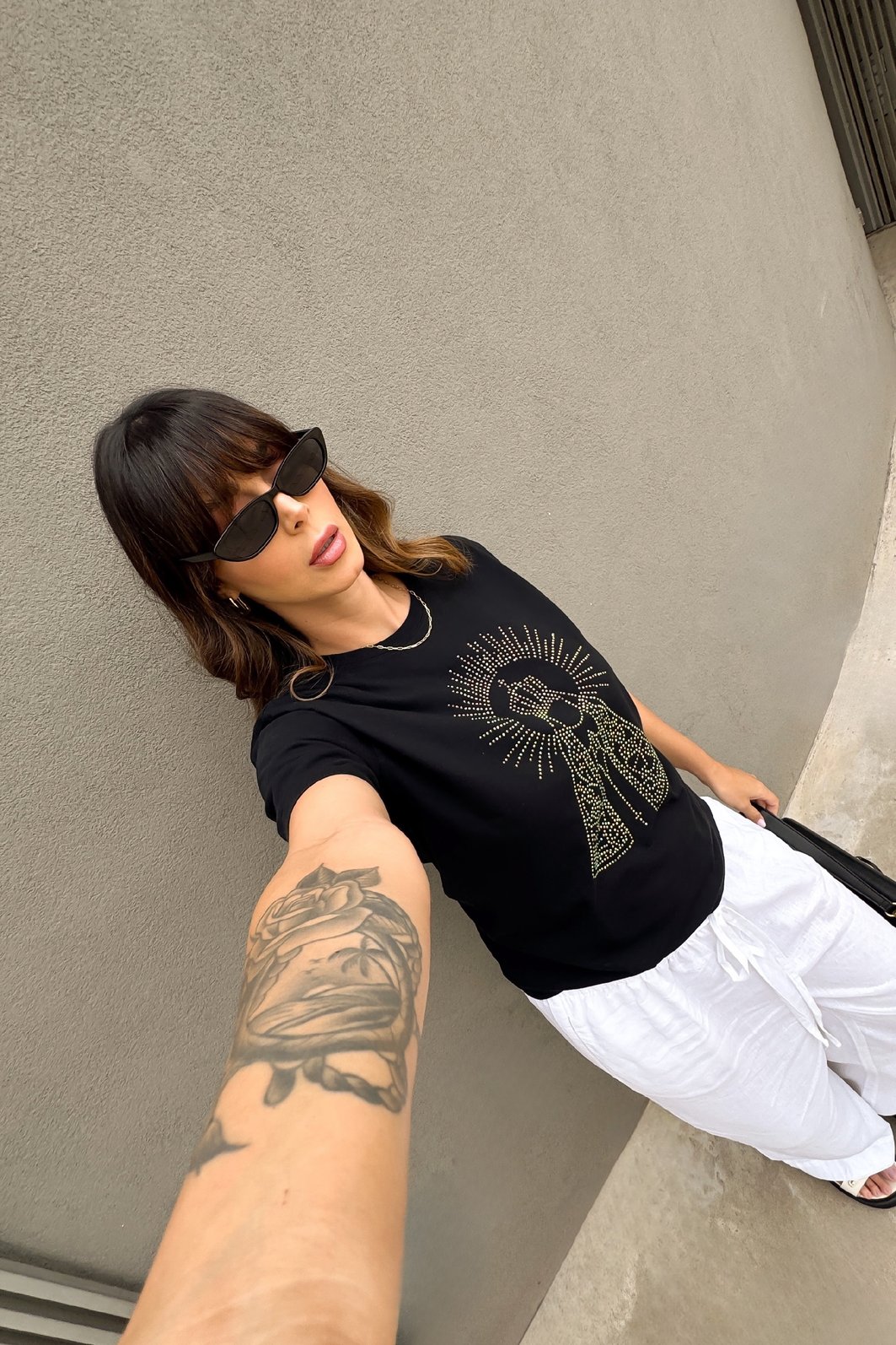 T-SHIRT ESTONADA NOSSA SENHORA APARECIDA PRETA