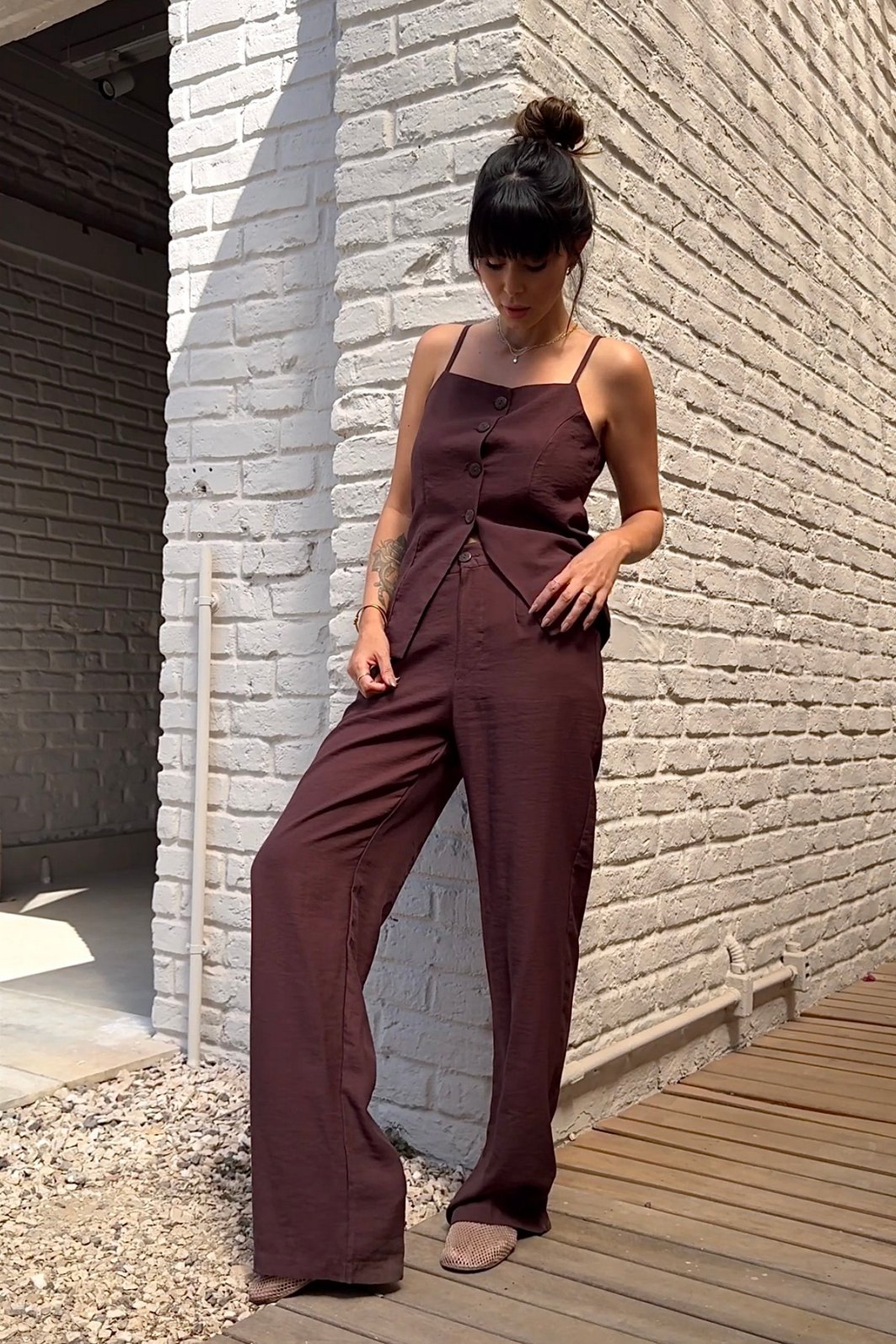 CONJUNTO ALFAIATARIA PORTOFINO MARROM