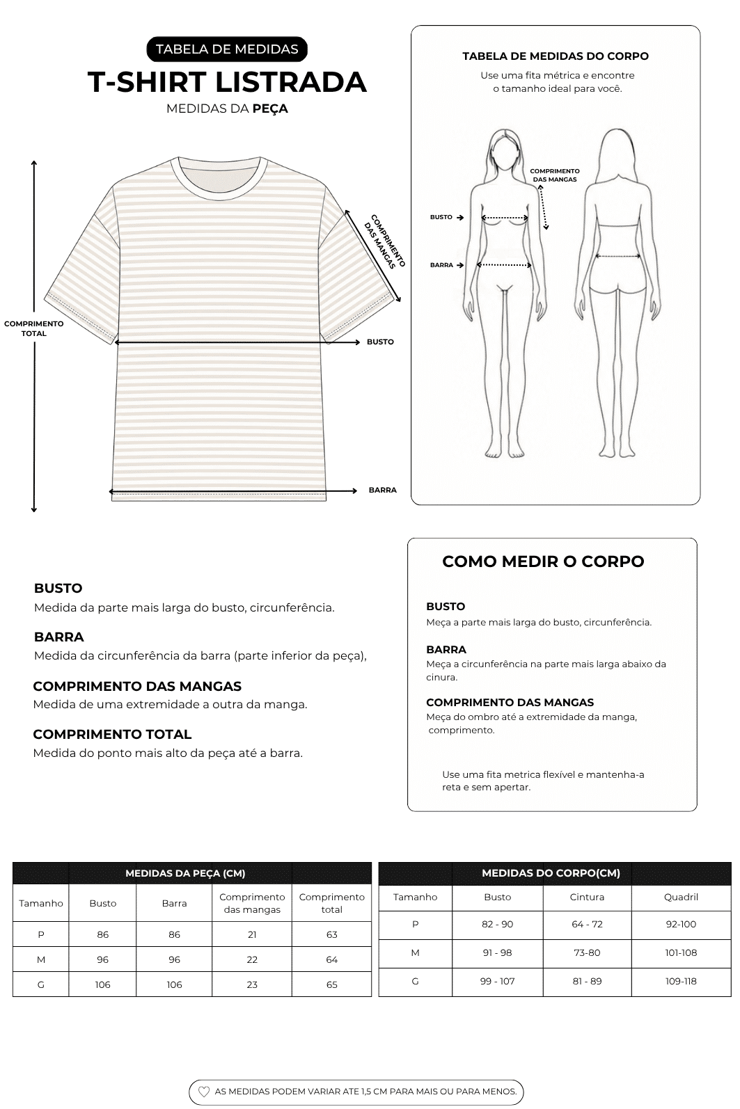 T-SHIRT LISTRADA PRETA
