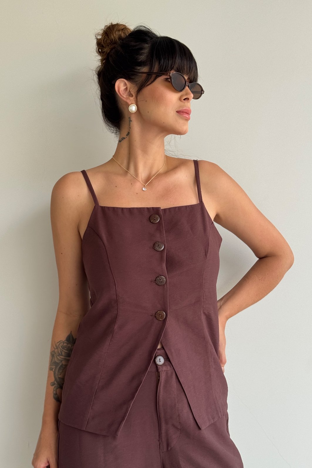 COLETE ALFAIATARIA PORTOFINO MARROM