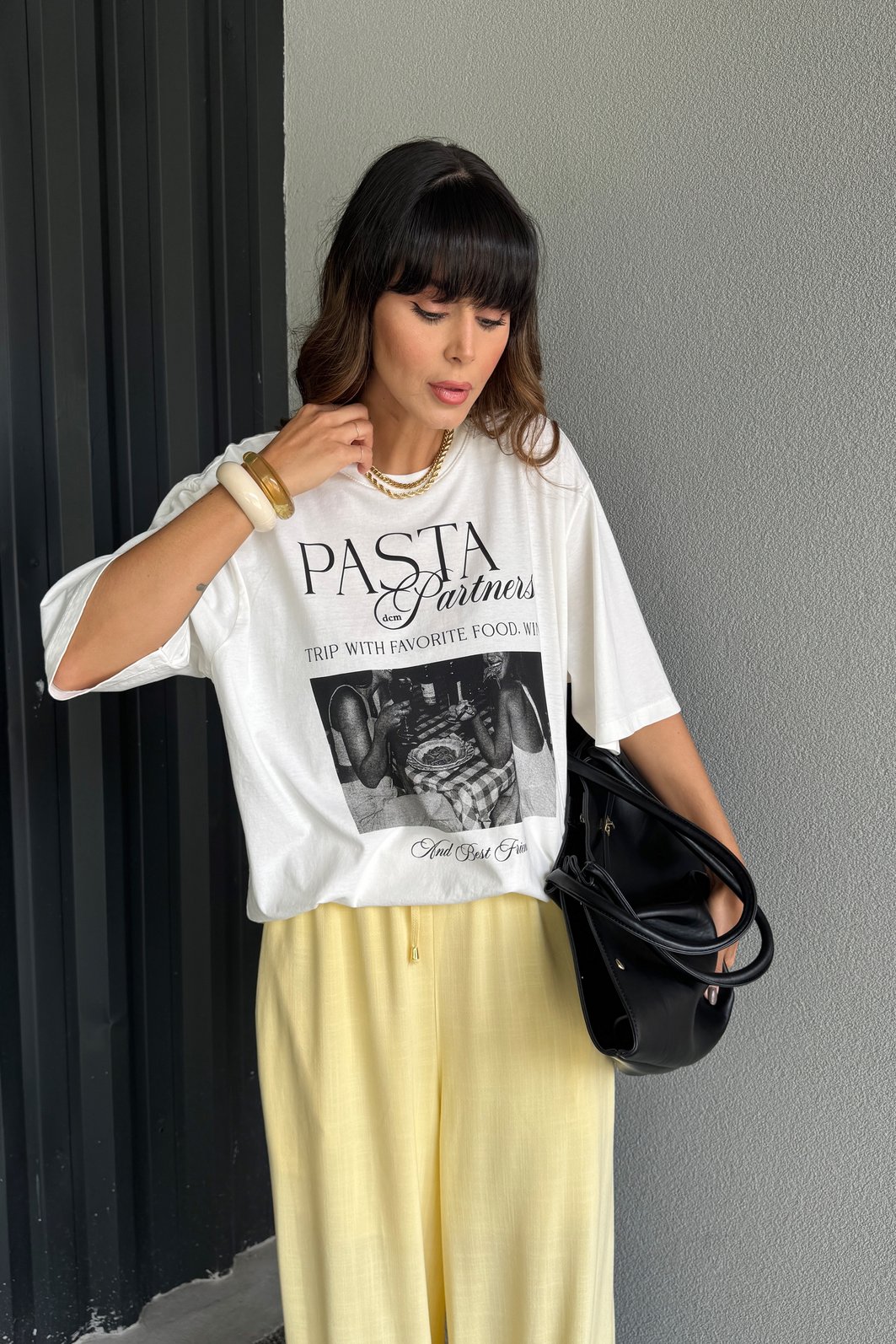 T-SHIRT OVERSIZED PASTA PARTNERS OFF WHITE