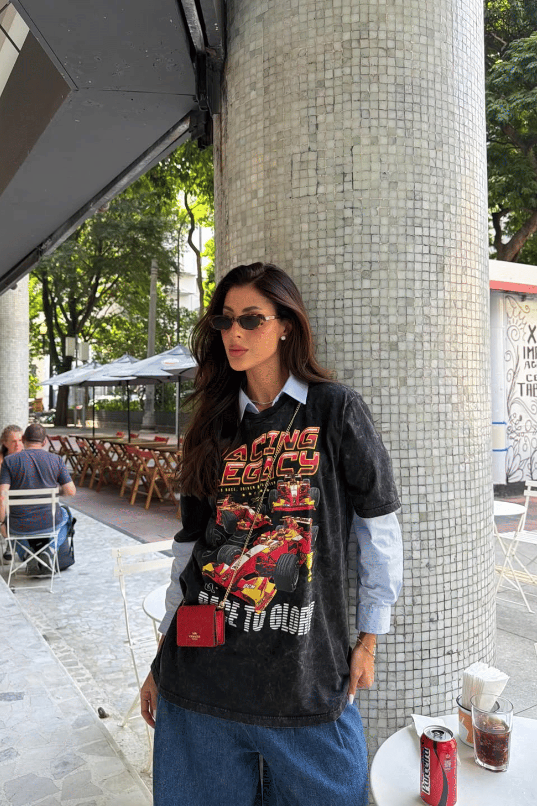 T-SHIRT OVERSIZED RACING LEGACY PRETO SKY