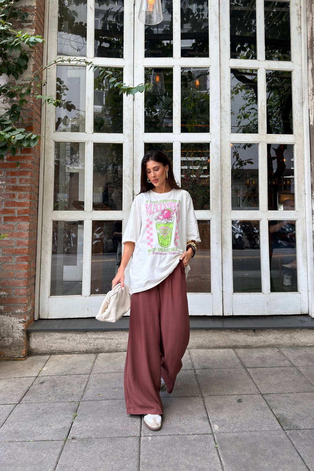 T-SHIRT OVERSIZED DELICIOUS MATCHA OFF WHITE