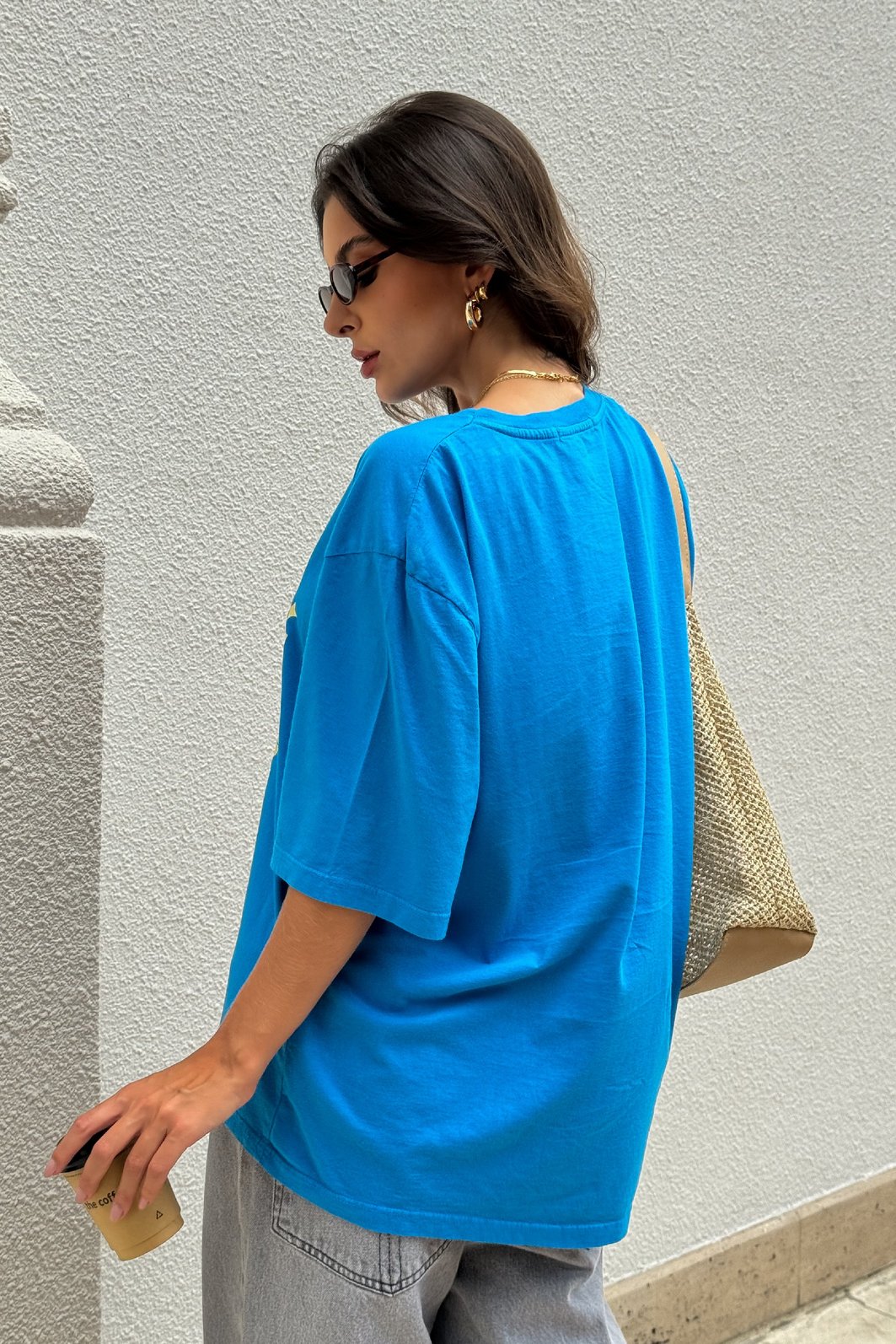 T-SHIRT OVERSIZED TROPICAL BANANA AZUL