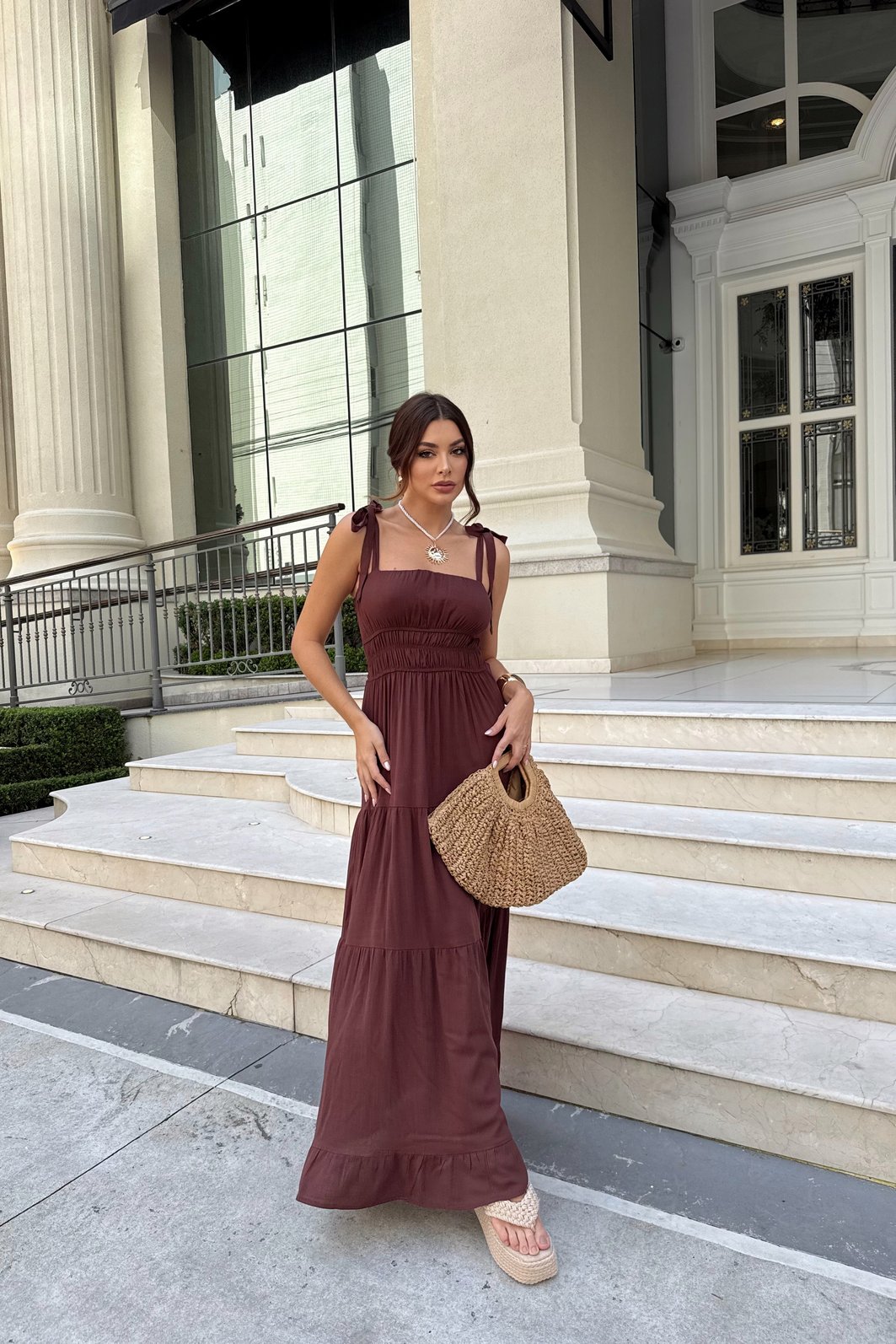 VESTIDO LONGO AURORA MARROM