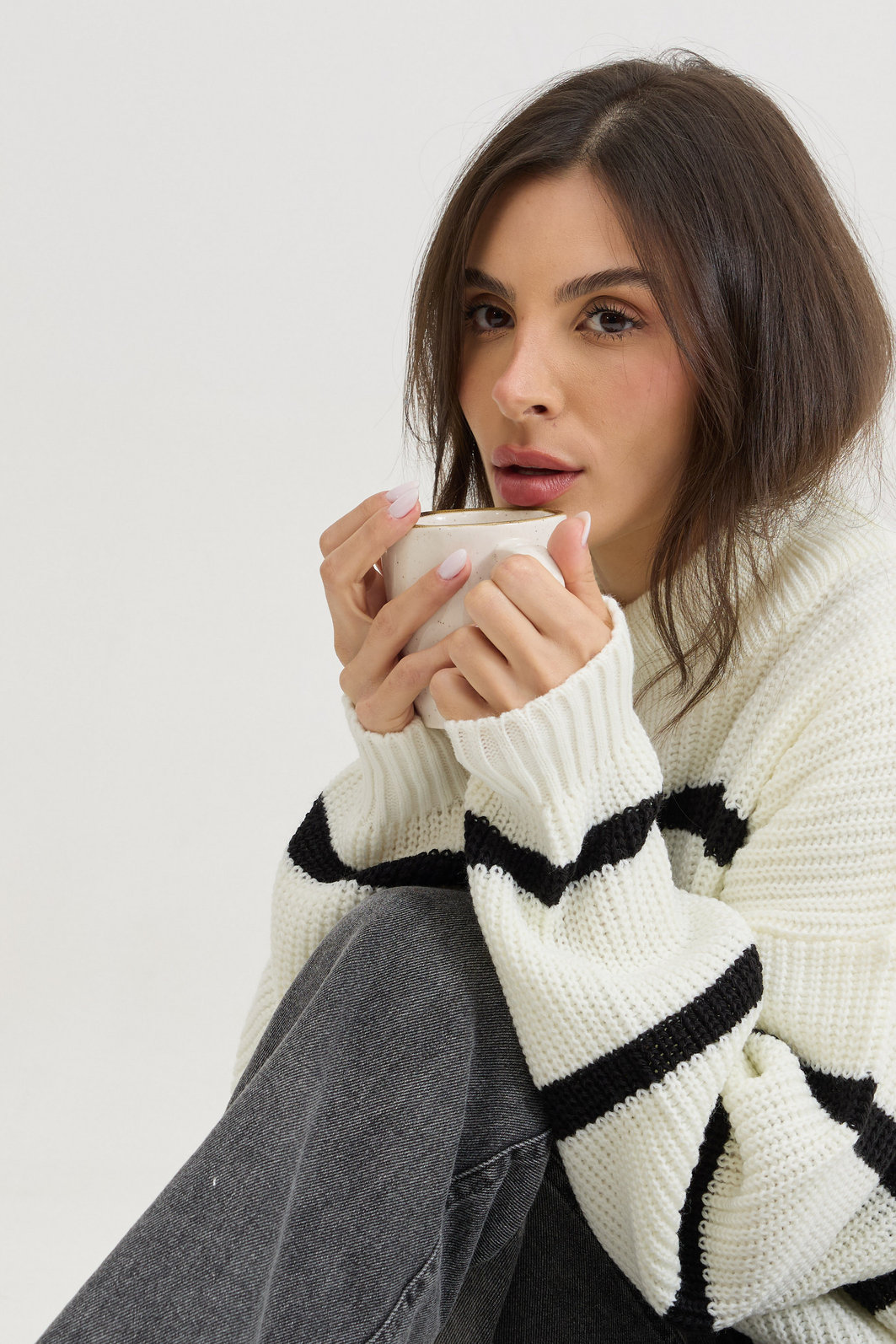 TRICOT LISTRADO COZY OFF WHITE