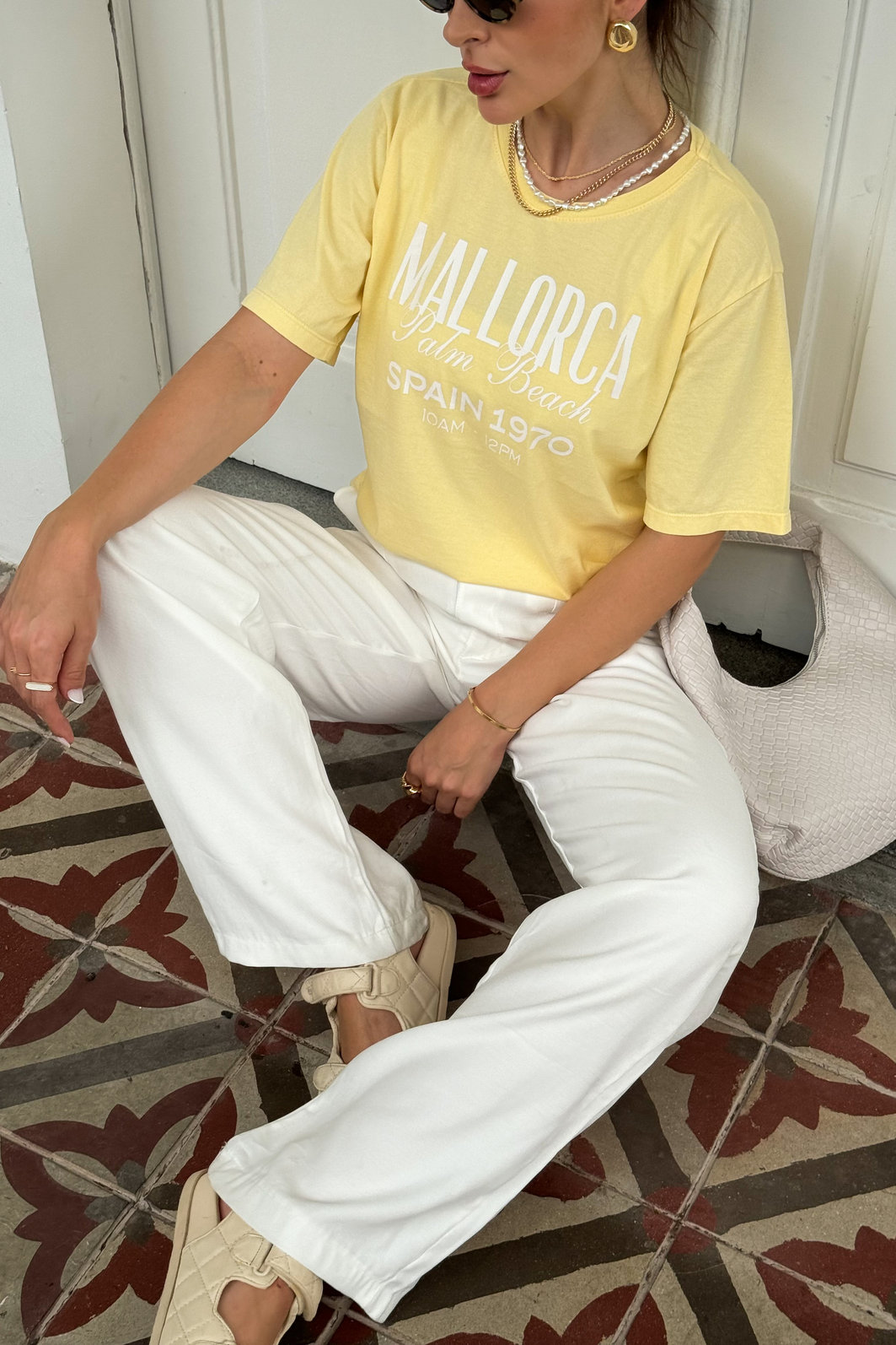 T-SHIRT ESTONADA MALLORCA AMARELO MANTEIGA