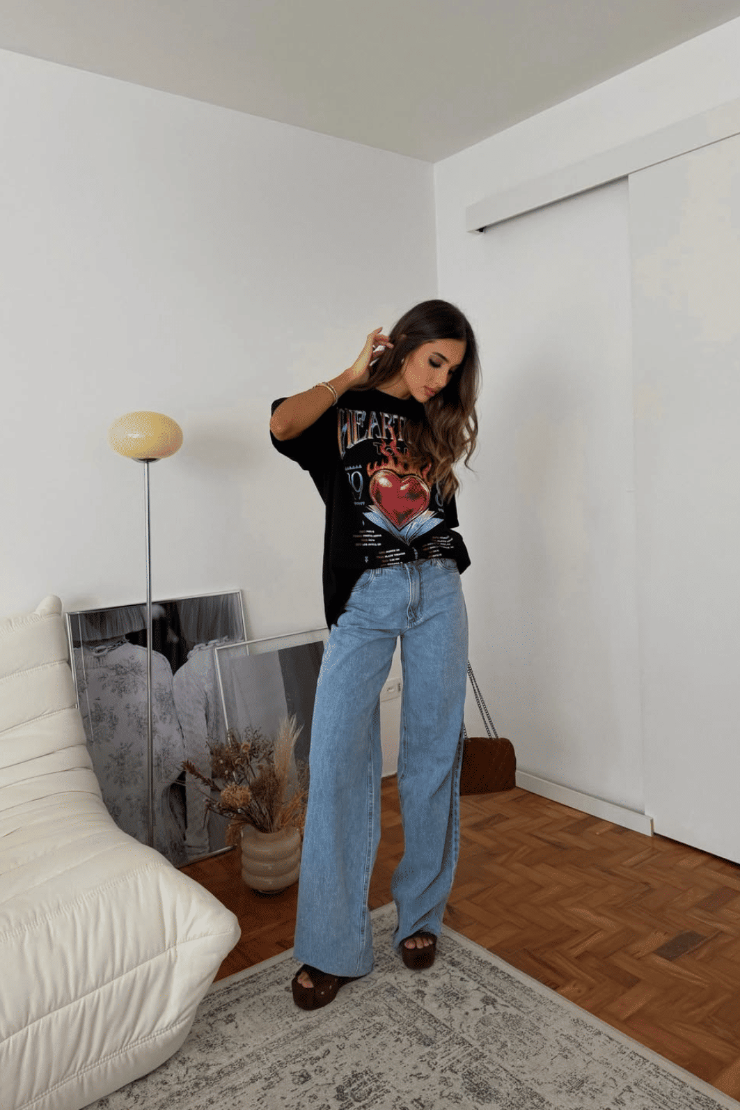 T-SHIRT OVERSIZED ESTONADA HEARTFIRE PRETA