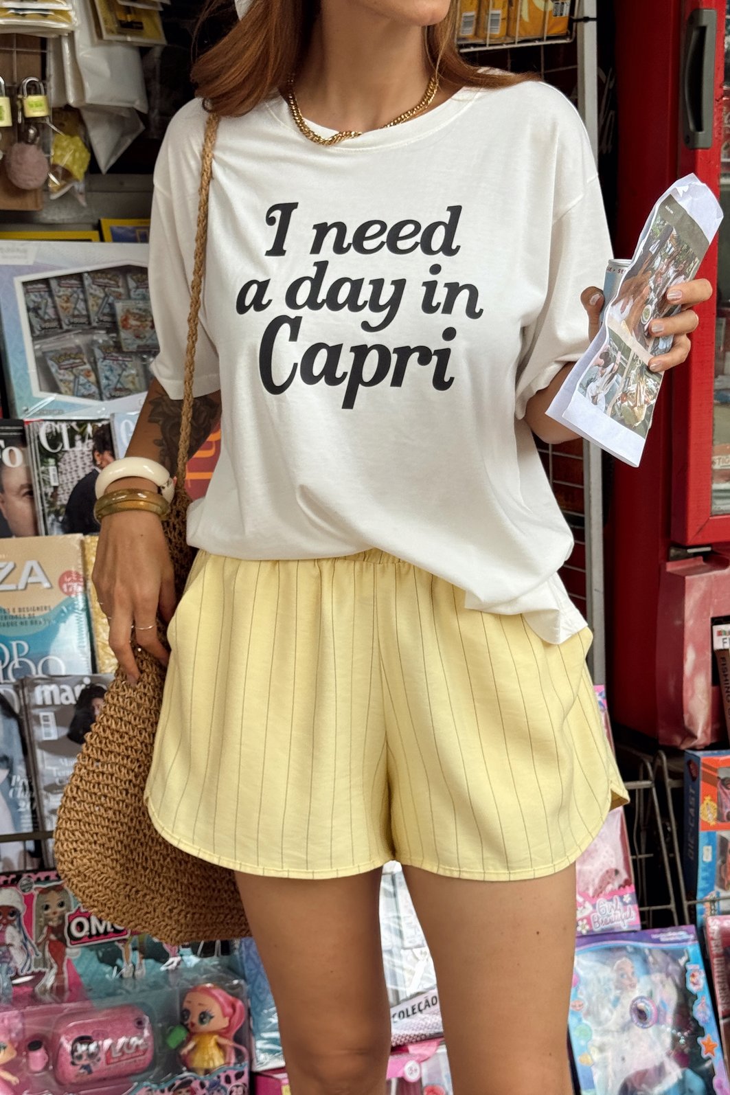 SHORTS ALFAIATARIA ELLEN AMARELO MANTEIGA