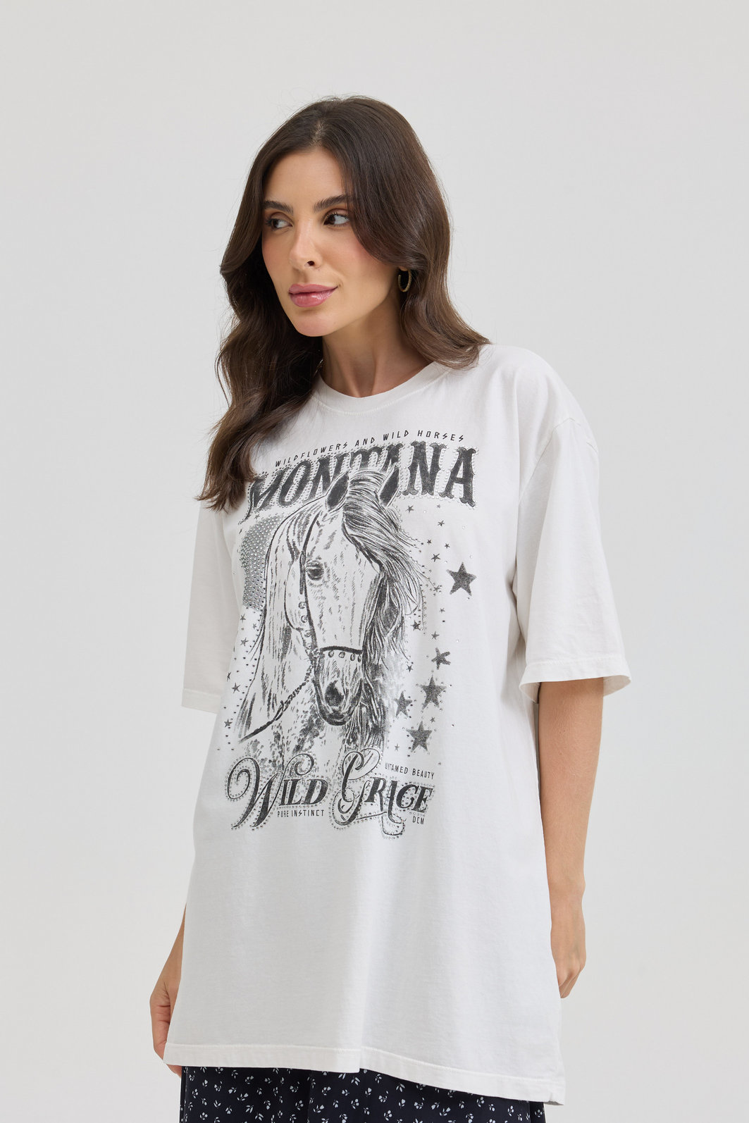 T-SHIRT OVERSIZED MONTANA WILD (COM STRASS) OFF WHITE