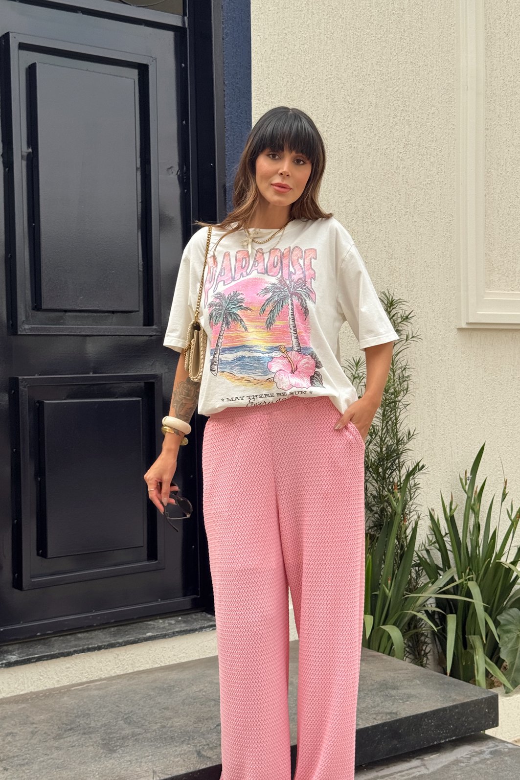 T-SHIRT OVERSIZED PARADISE EVERY DAY OFF WHITE