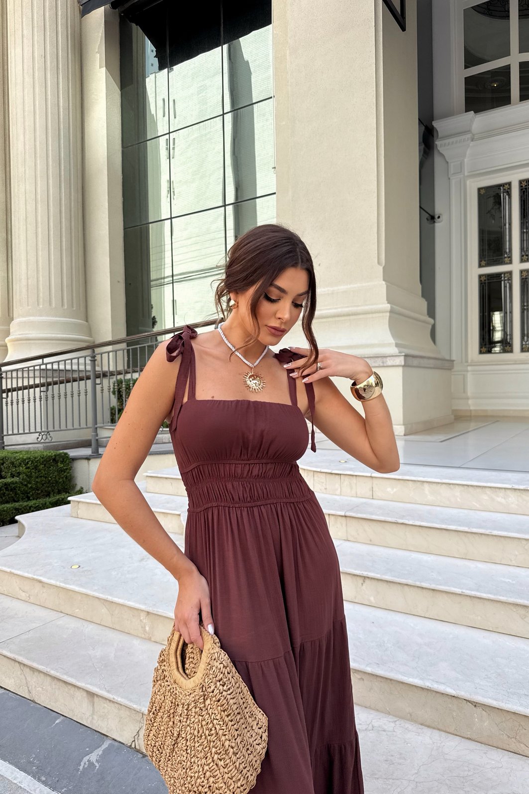 VESTIDO LONGO AURORA MARROM