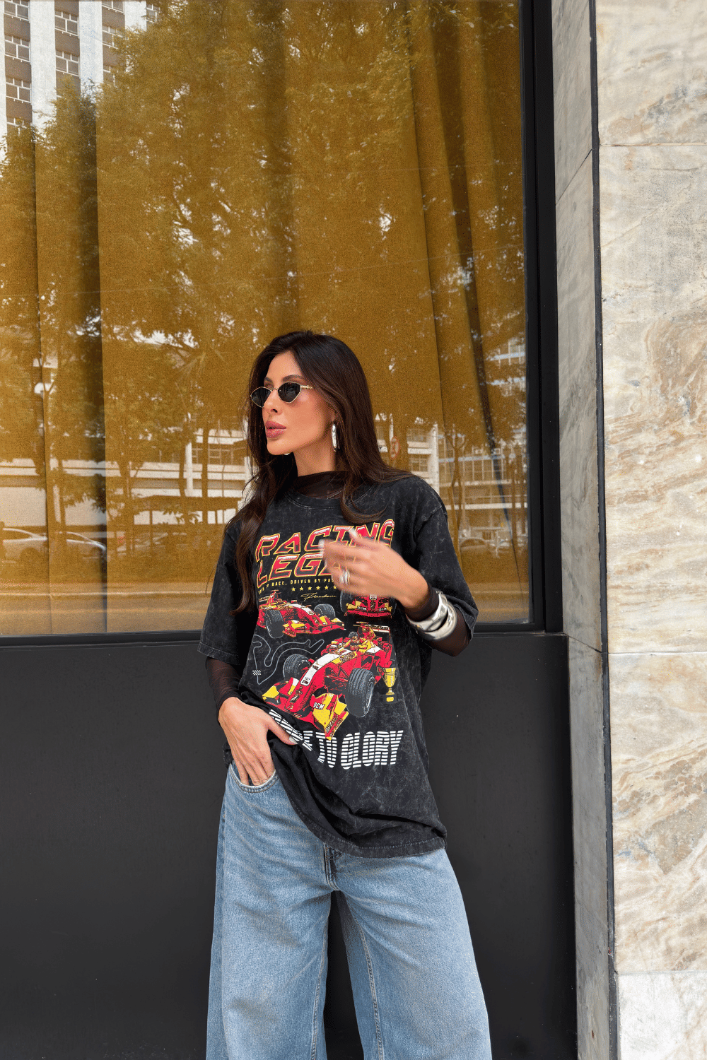 T-SHIRT OVERSIZED RACING LEGACY PRETO SKY