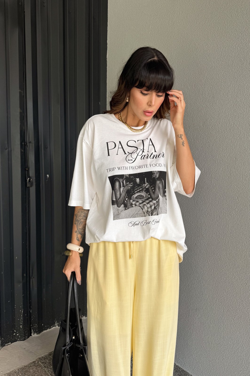 T-SHIRT OVERSIZED PASTA PARTNERS OFF WHITE