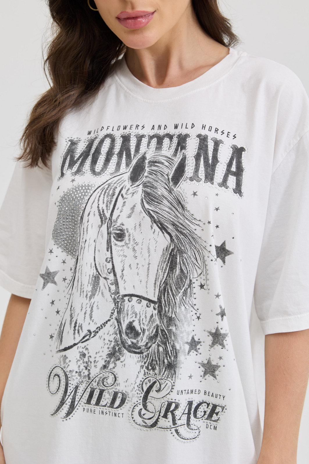 T-SHIRT OVERSIZED MONTANA WILD (COM STRASS) OFF WHITE