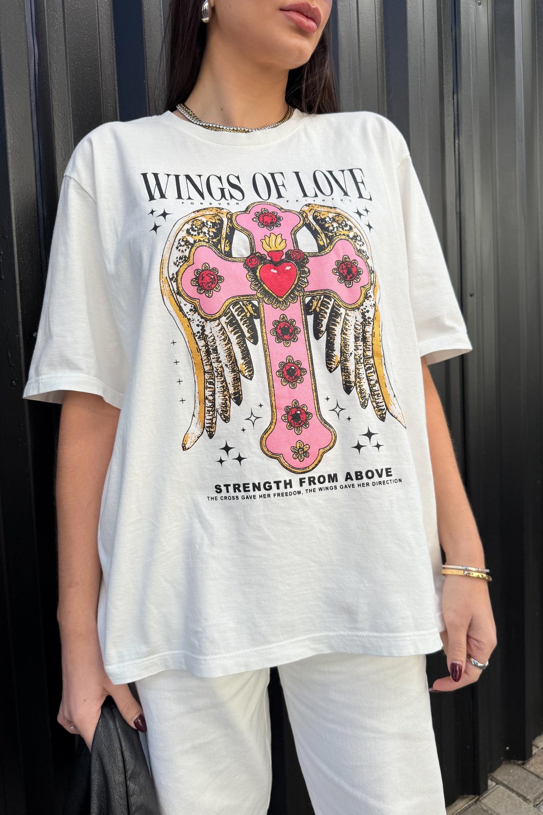 T-SHIRT OVERSIZED WINGS OF LOVE OFF WHITE