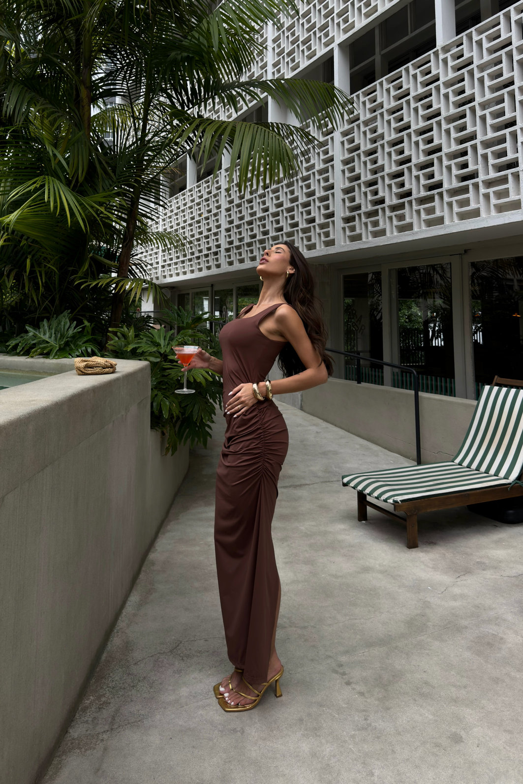 VESTIDO DECOTE QUADRADO GORGEOUS MARROM