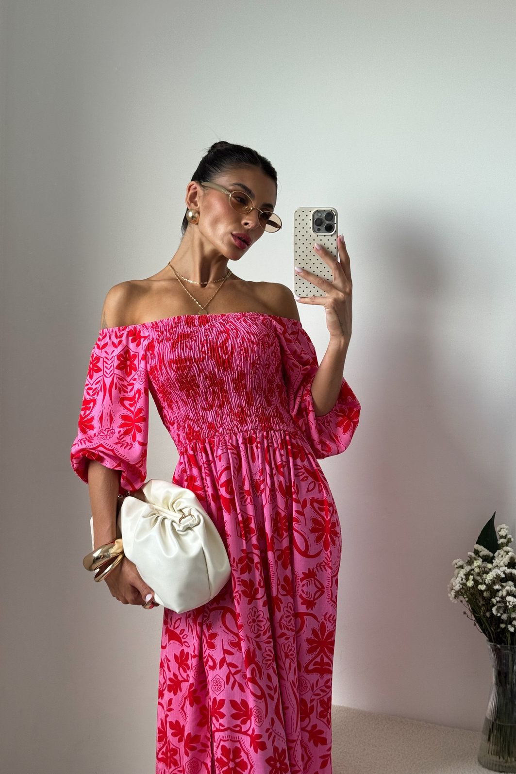 VESTIDO MIDI BARBARA LA FIORE ROSA