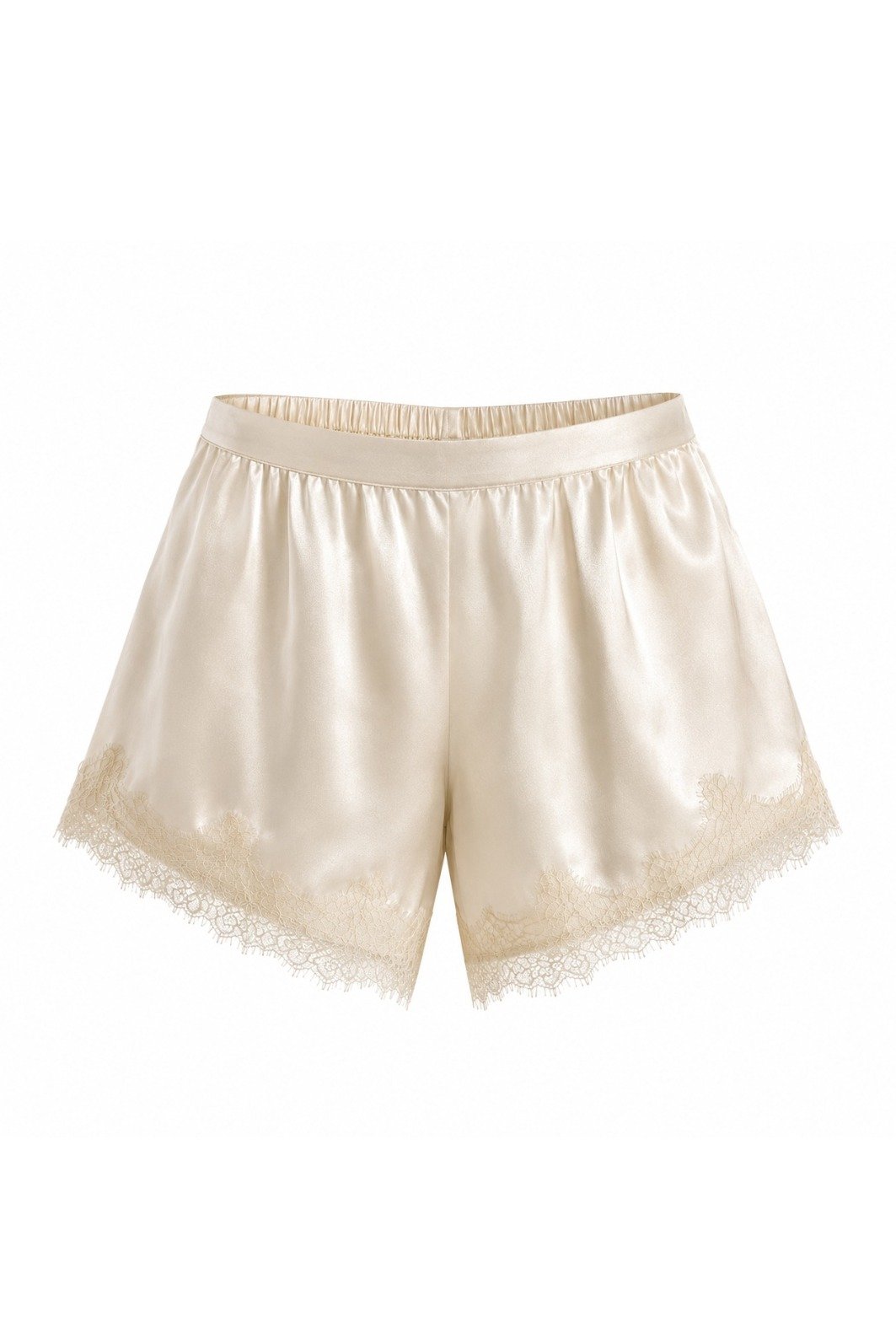 SHORTS DE CETIM COM BARRA DE RENDA INES CHAMPAGNE